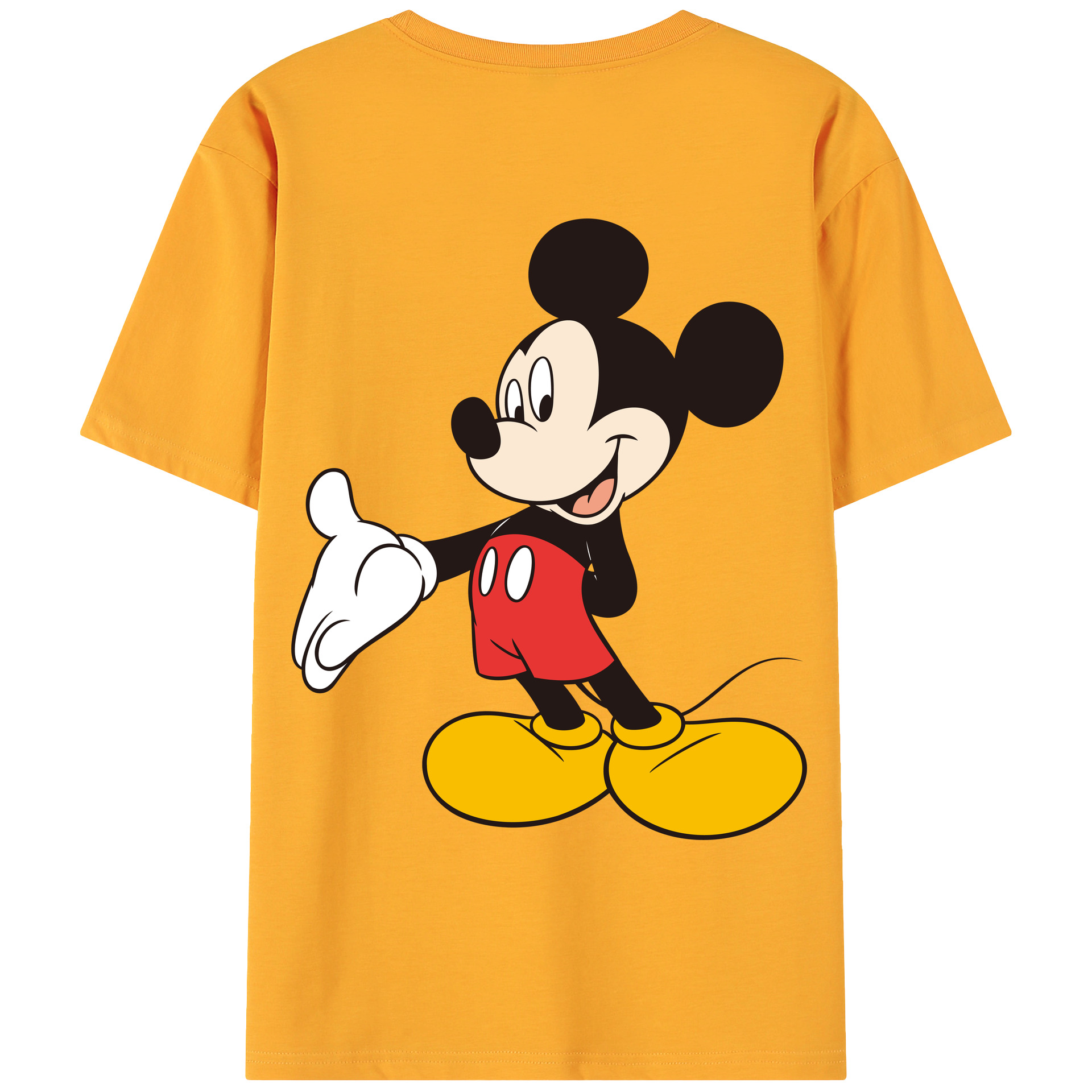 ミッキーマウス Mickey Mouse 綿100％ メンズ半袖Tシャツ（バックプリント） 通気性