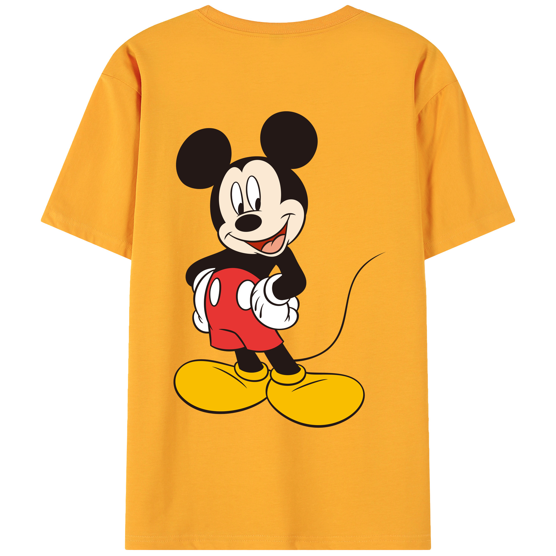 ミッキーマウス Mickey Mouse 綿100％ メンズ半袖Tシャツ（バックプリント） 通気性
