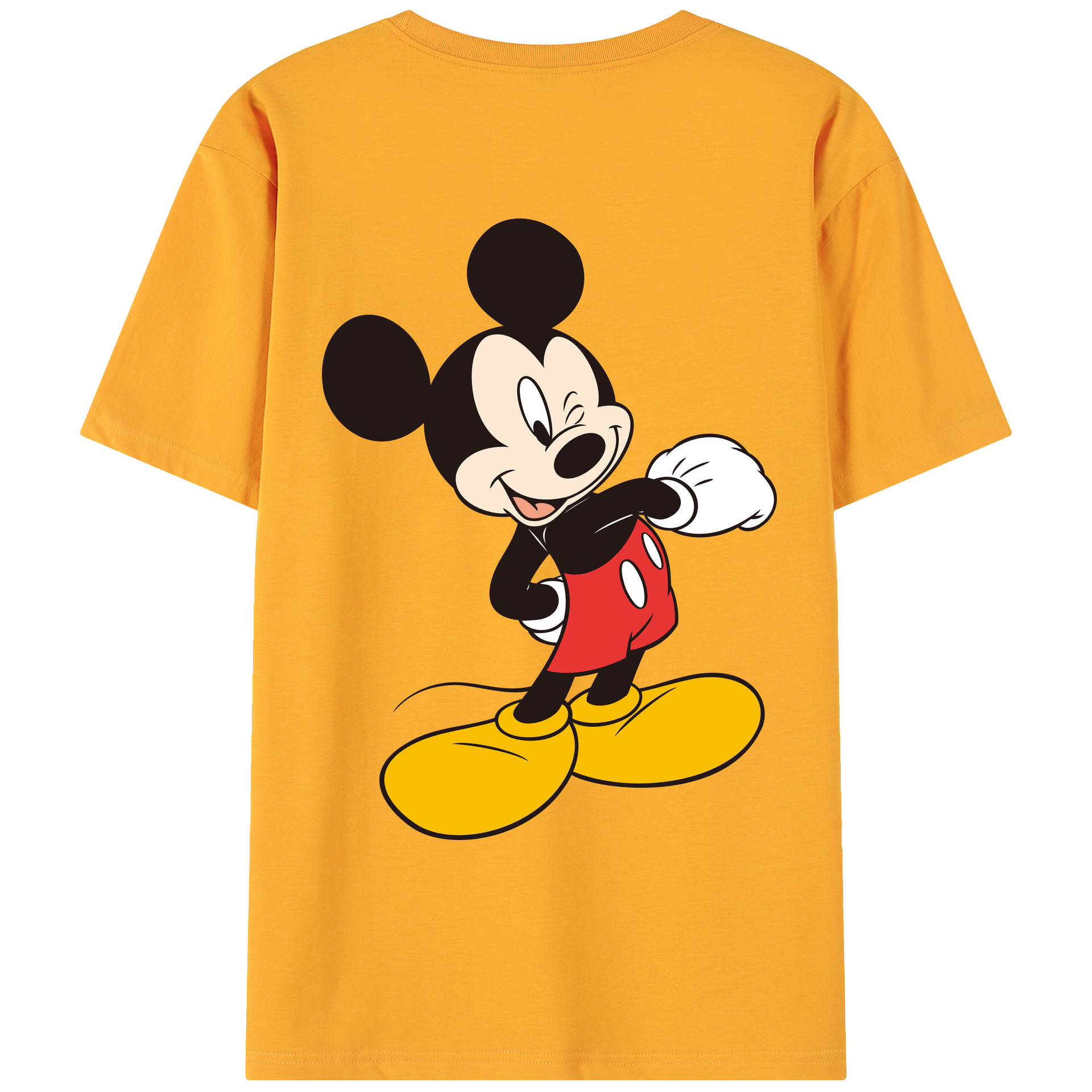 ミッキーマウス Mickey Mouse 綿100％ メンズ半袖Tシャツ（バックプリント） 通気性