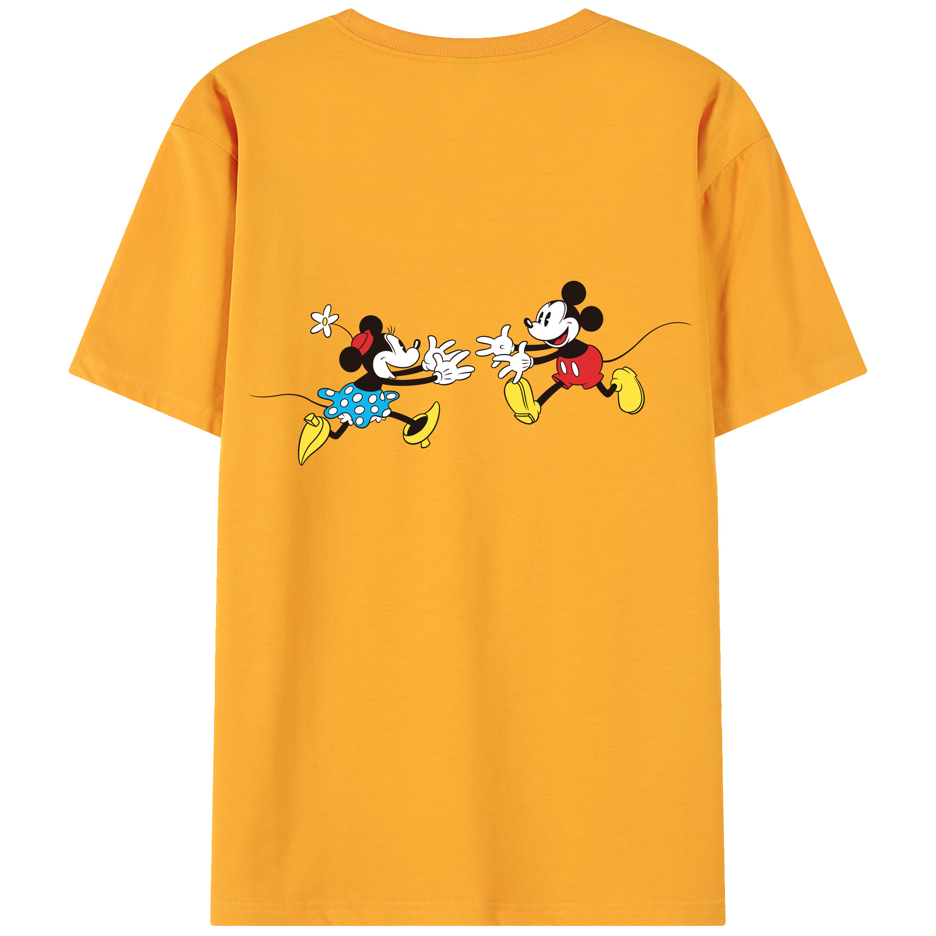 ミッキーマウス Mickey Mouse 綿100％ メンズ半袖Tシャツ（バックプリント） 通気性