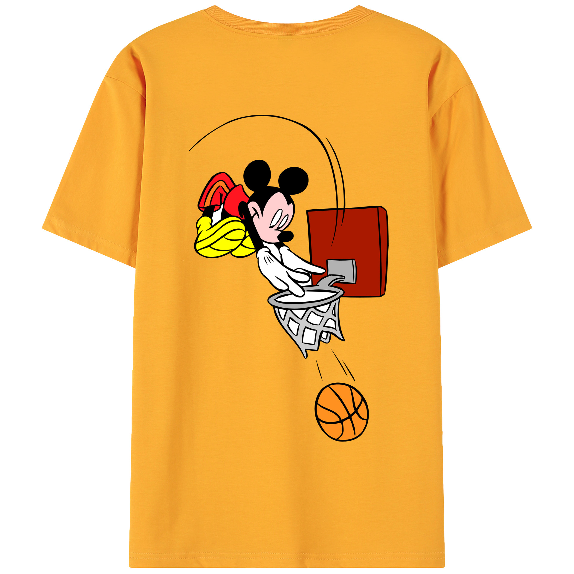 ミッキーマウス Mickey Mouse 綿100％ メンズ半袖Tシャツ（バックプリント） 通気性