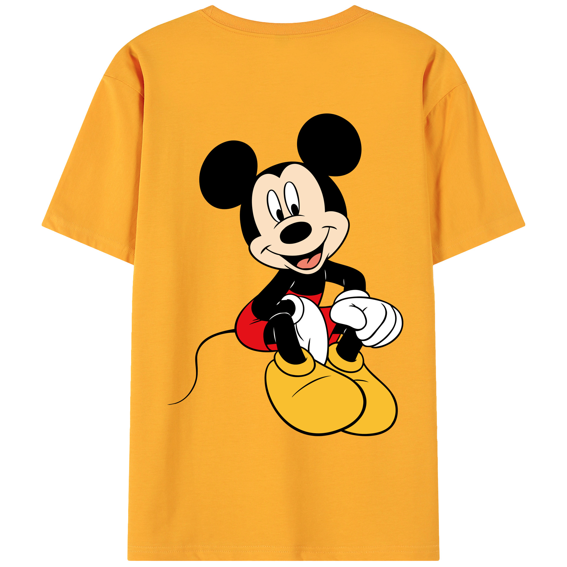 ミッキーマウス Mickey Mouse 綿100％ メンズ半袖Tシャツ（バックプリント） 通気性