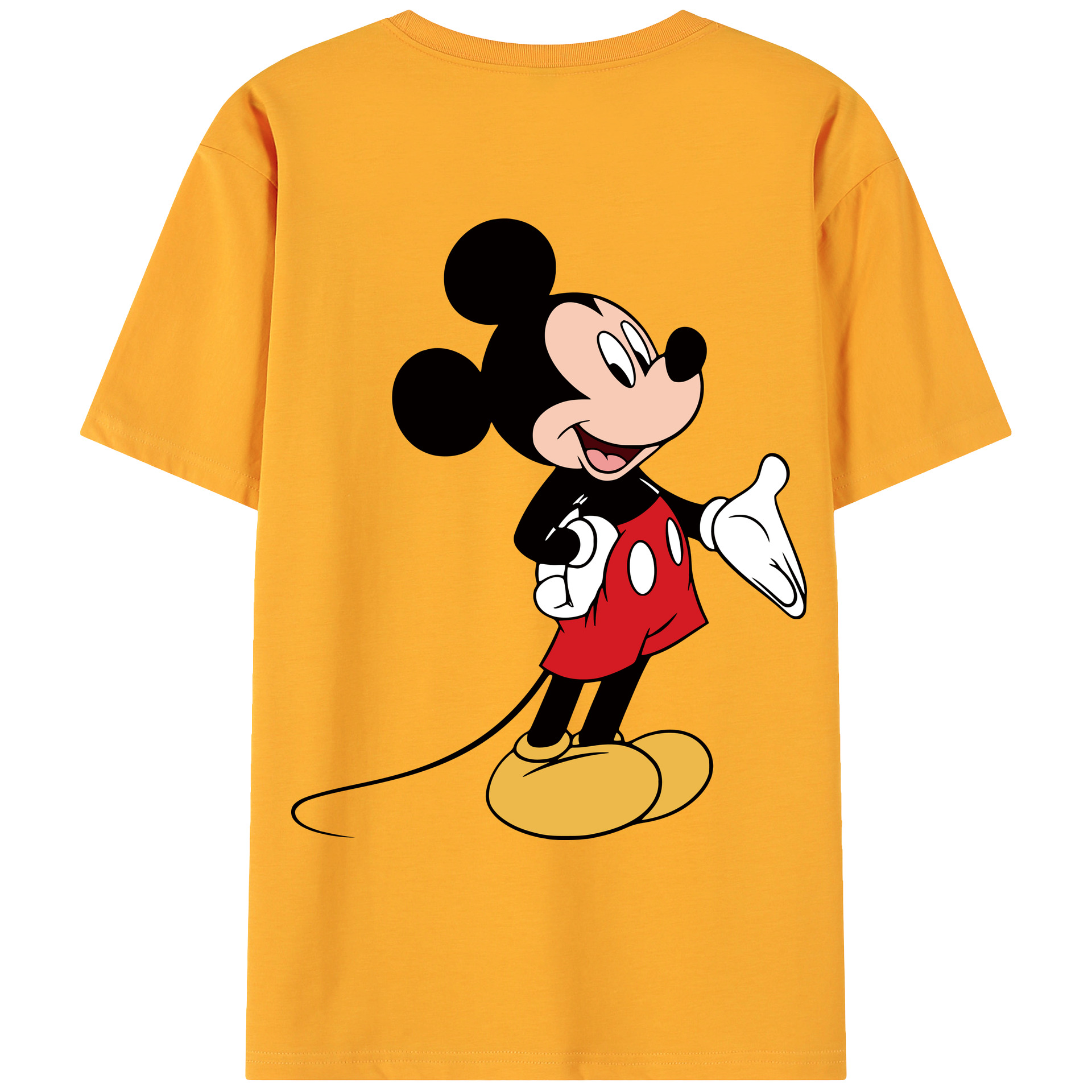 ミッキーマウス Mickey Mouse 綿100％ メンズ半袖Tシャツ（バックプリント） 通気性