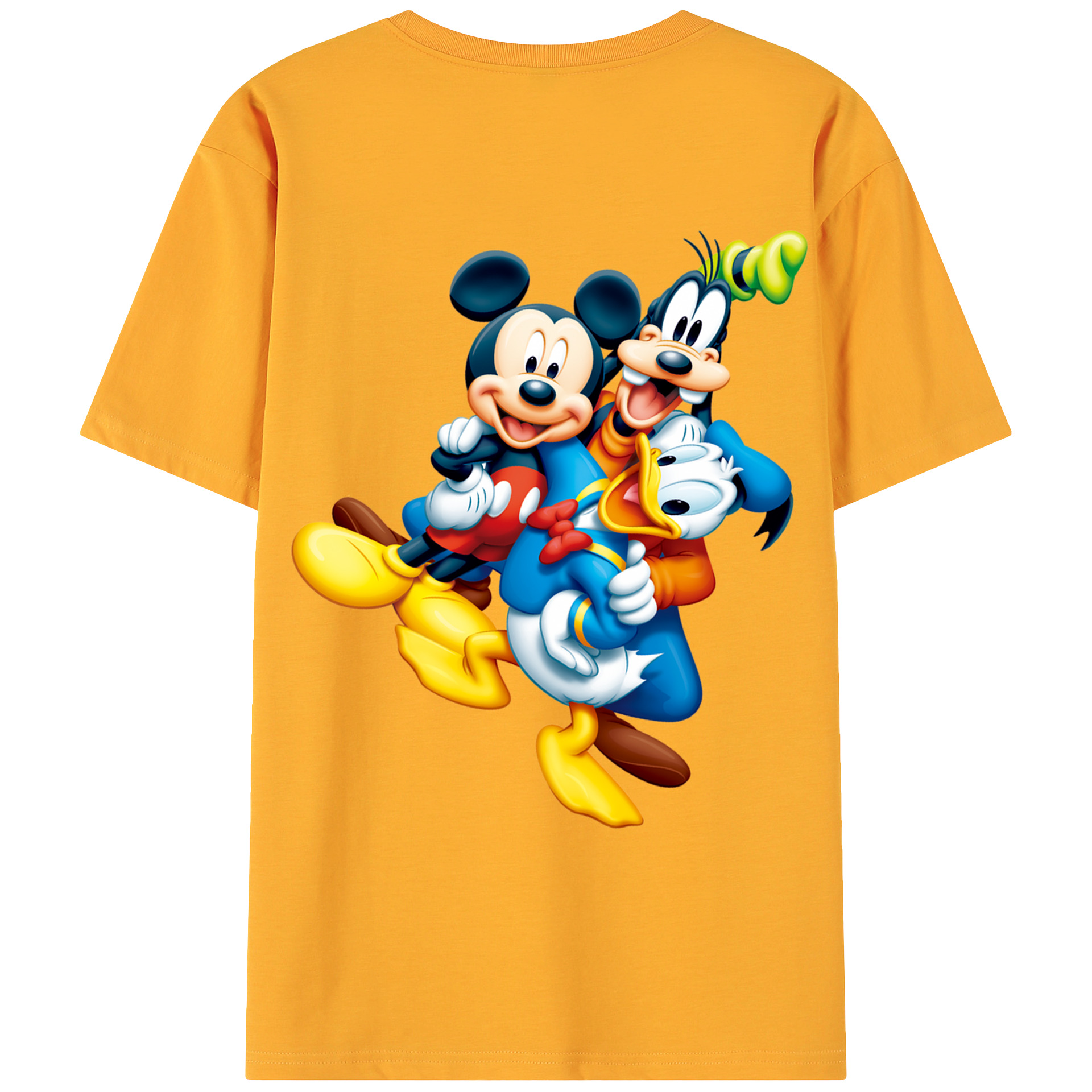ミッキーマウス Mickey Mouse 綿100％ メンズ半袖Tシャツ（バックプリント） 通気性