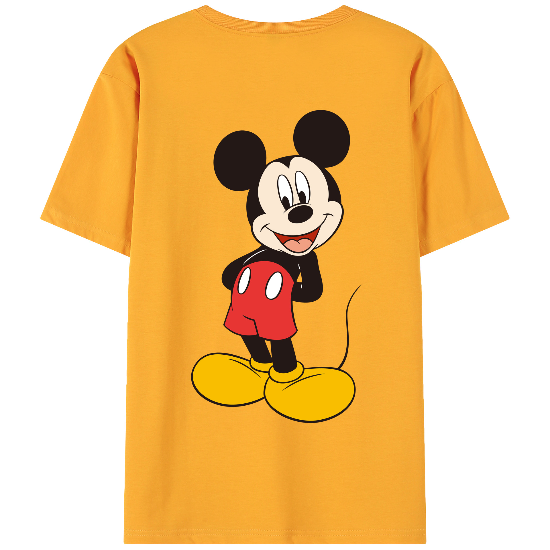 ミッキーマウス Mickey Mouse 綿100％ メンズ半袖Tシャツ（バックプリント） 通気性