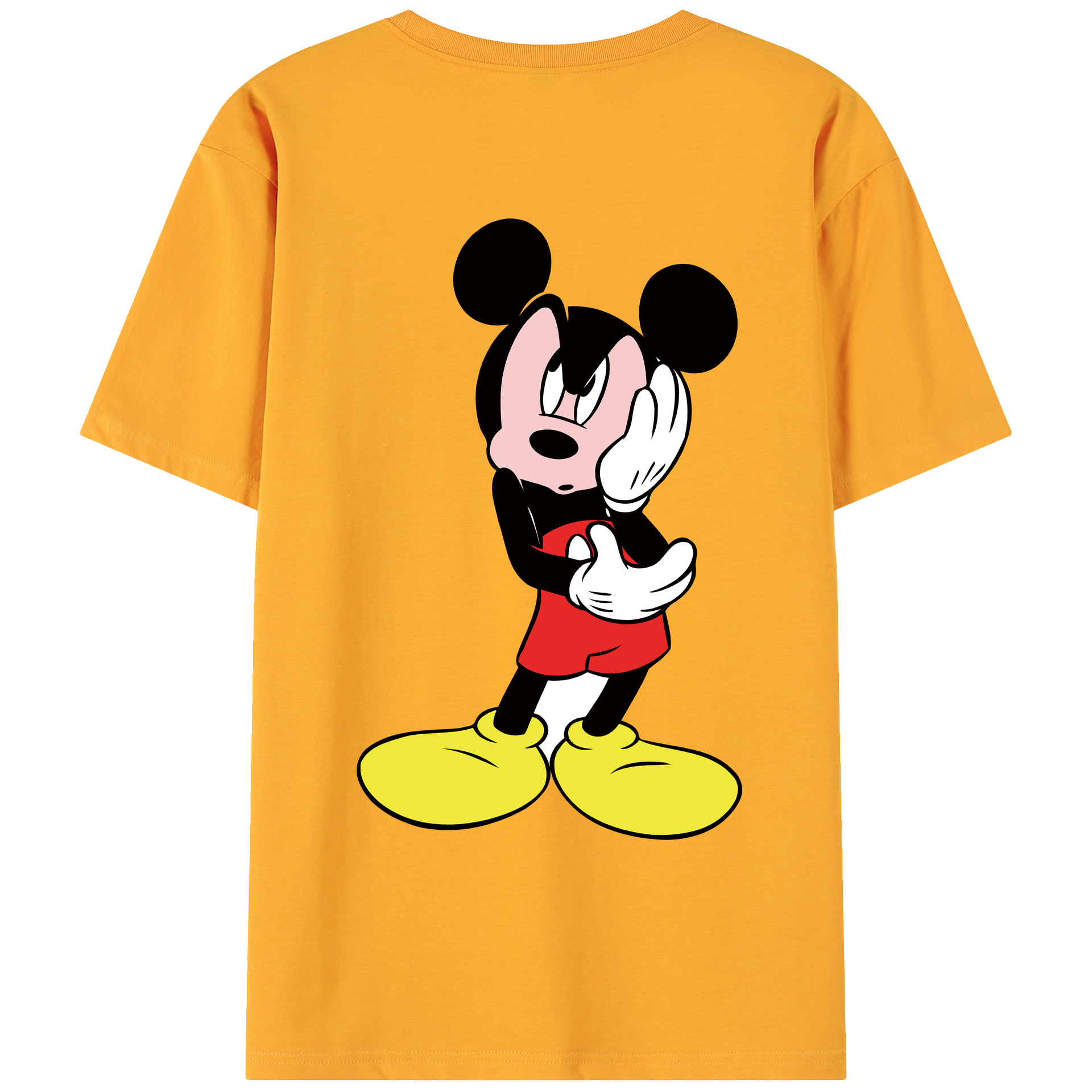 ミッキーマウス Mickey Mouse 綿100％ メンズ半袖Tシャツ（バックプリント） 通気性