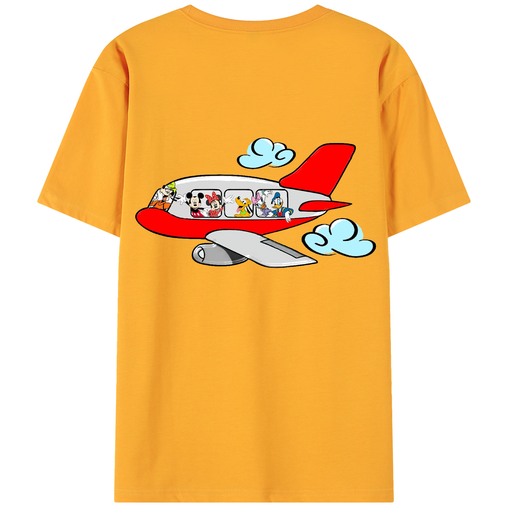 ミッキーマウス Mickey Mouse 綿100％ メンズ半袖Tシャツ（バックプリント） 通気性