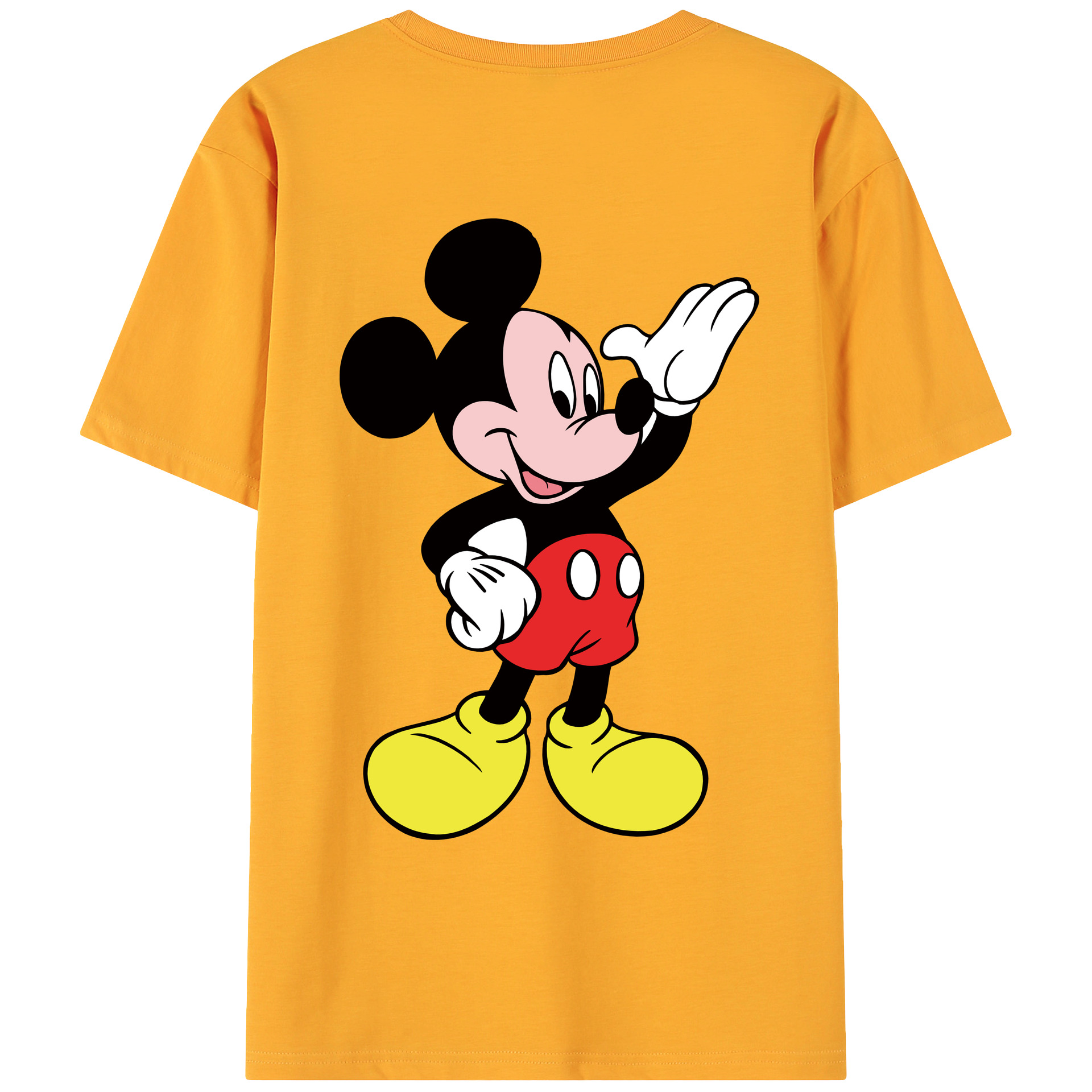 ミッキーマウス Mickey Mouse 綿100％ メンズ半袖Tシャツ（バックプリント） 通気性