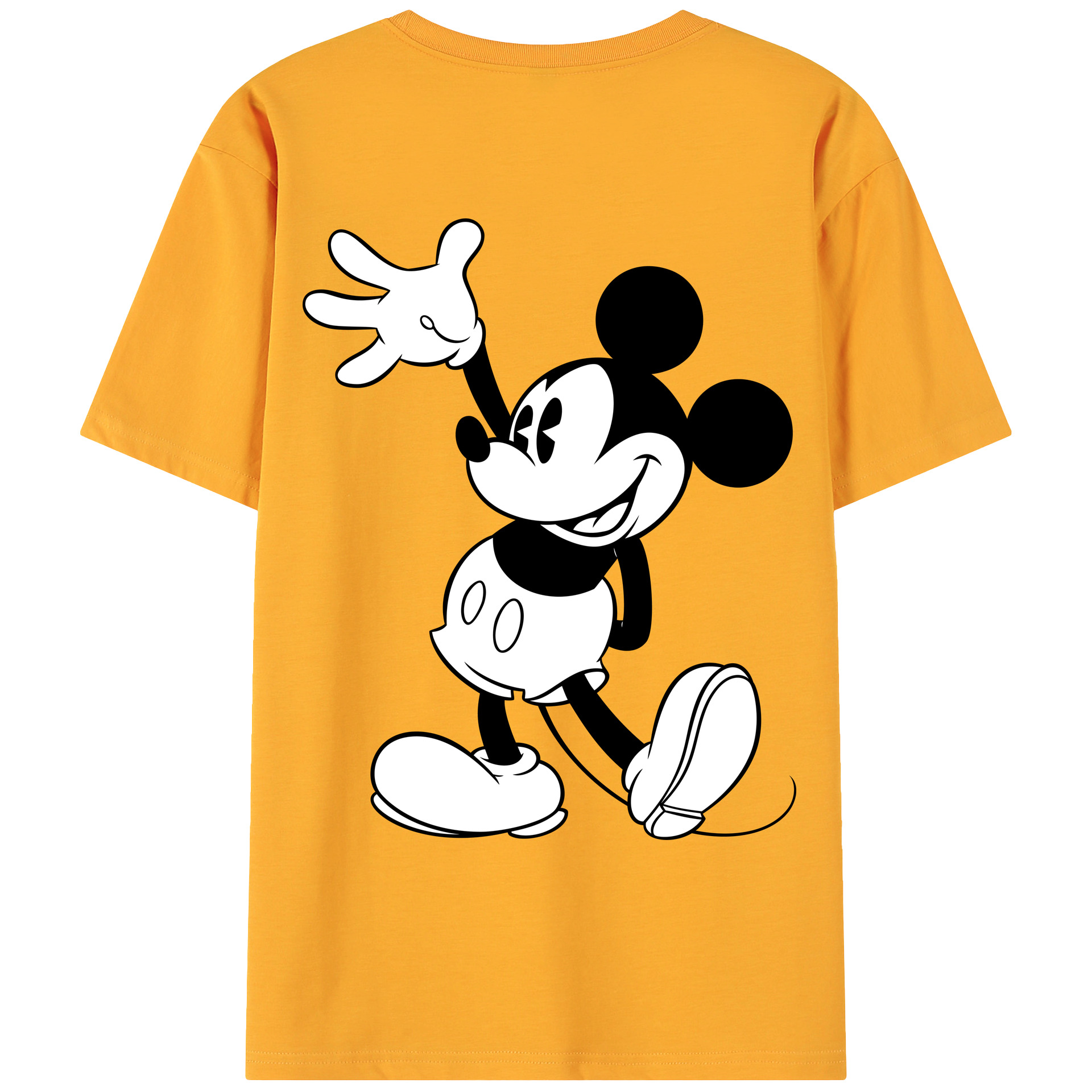 ミッキーマウス Mickey Mouse 綿100％ メンズ半袖Tシャツ（バックプリント） 通気性