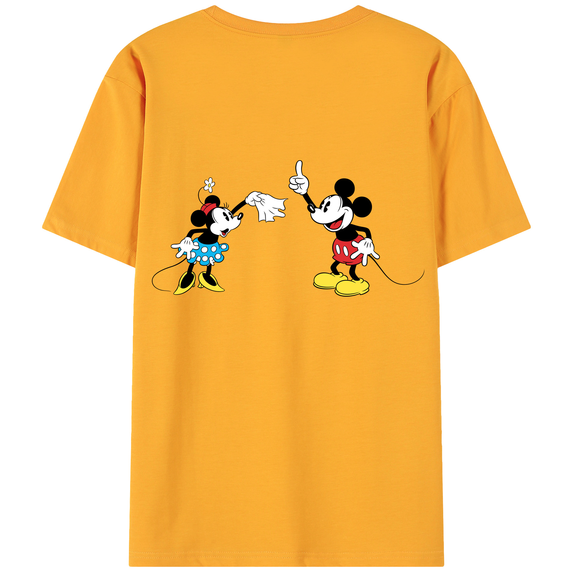 ミッキーマウス Mickey Mouse 綿100％ メンズ半袖Tシャツ（バックプリント） 通気性