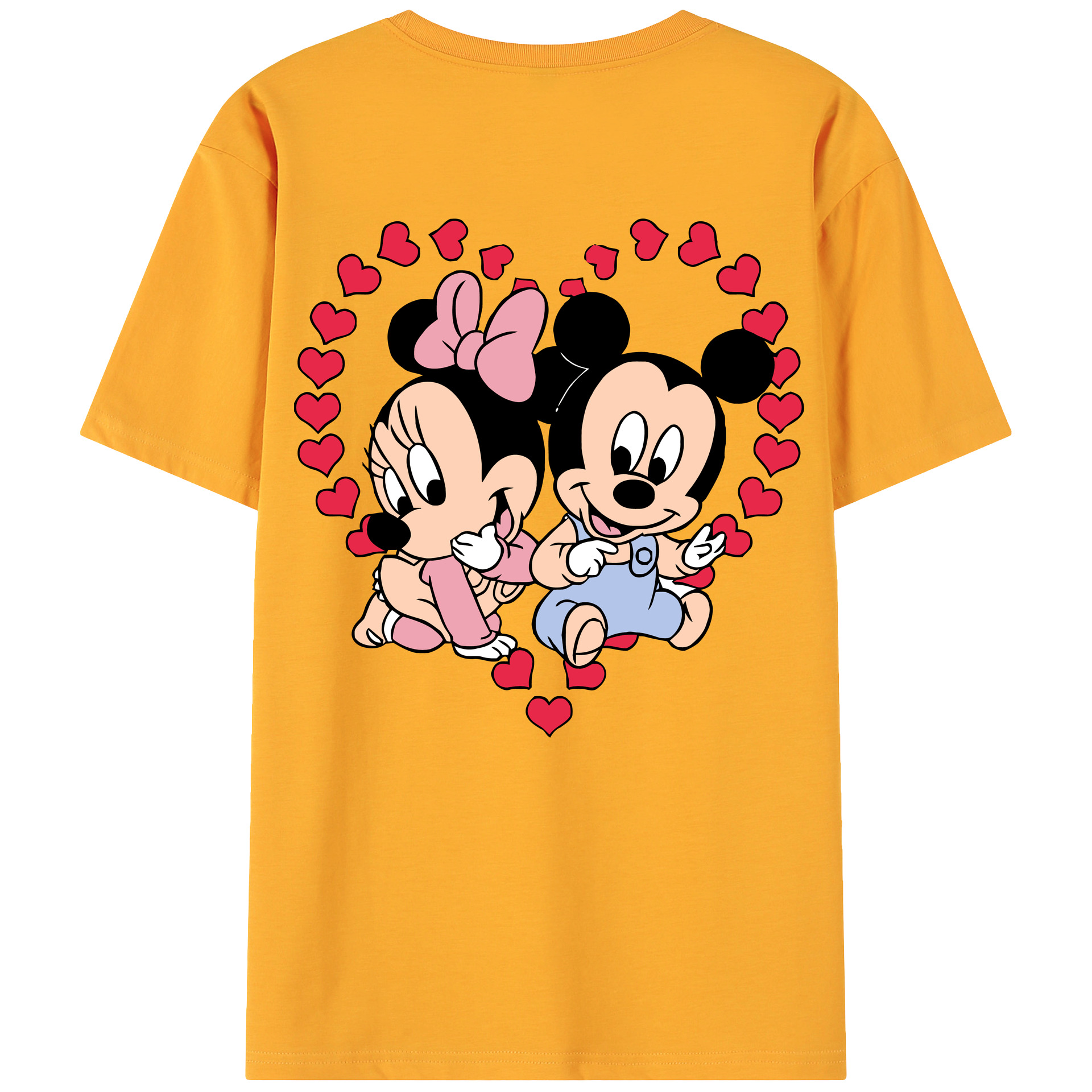 ミッキーマウス Mickey Mouse 綿100％ メンズ半袖Tシャツ（バックプリント） 通気性