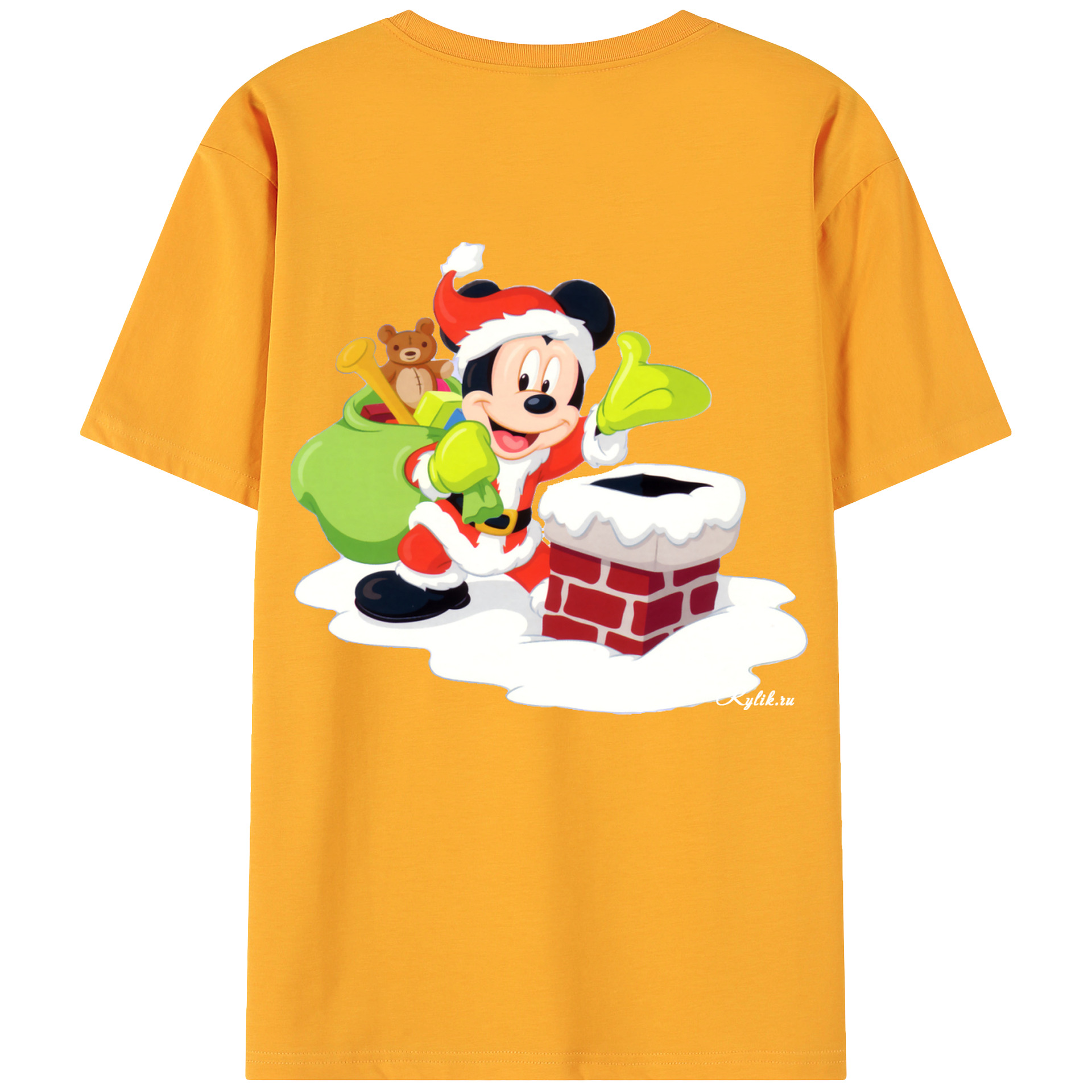 ミッキーマウス Mickey Mouse 綿100％ メンズ半袖Tシャツ（バックプリント） 通気性