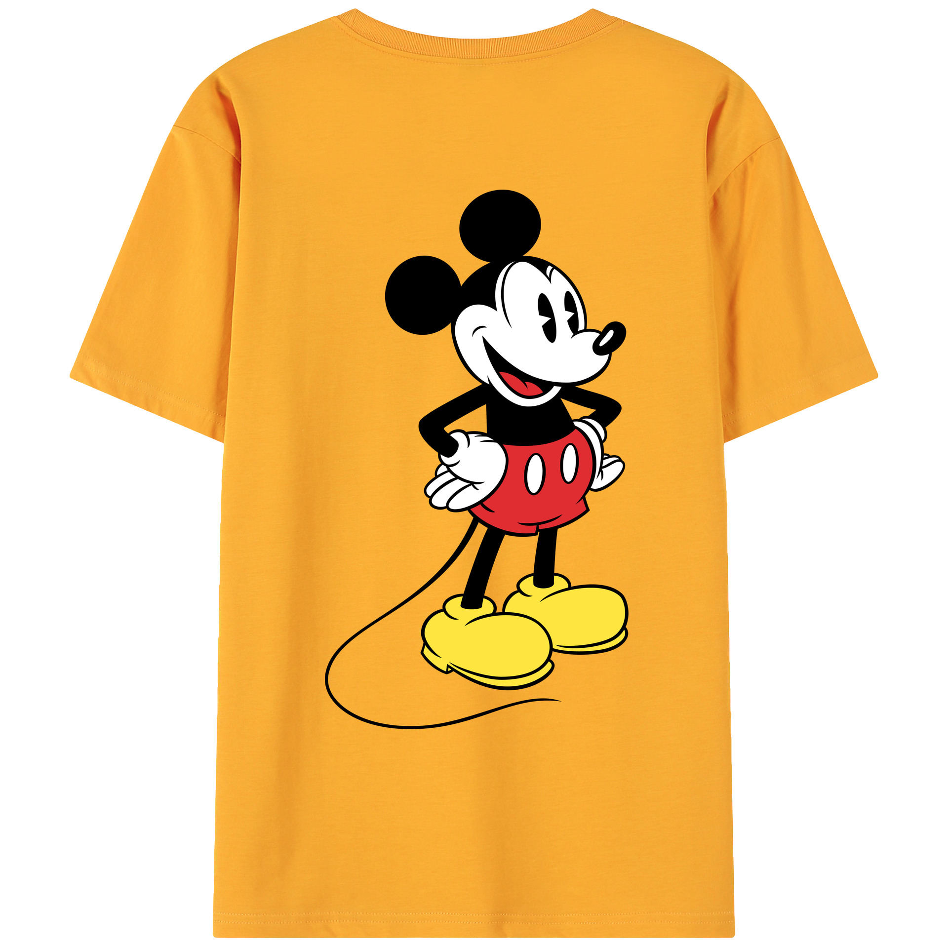 ミッキーマウス Mickey Mouse 綿100％ メンズ半袖Tシャツ（バックプリント） 通気性