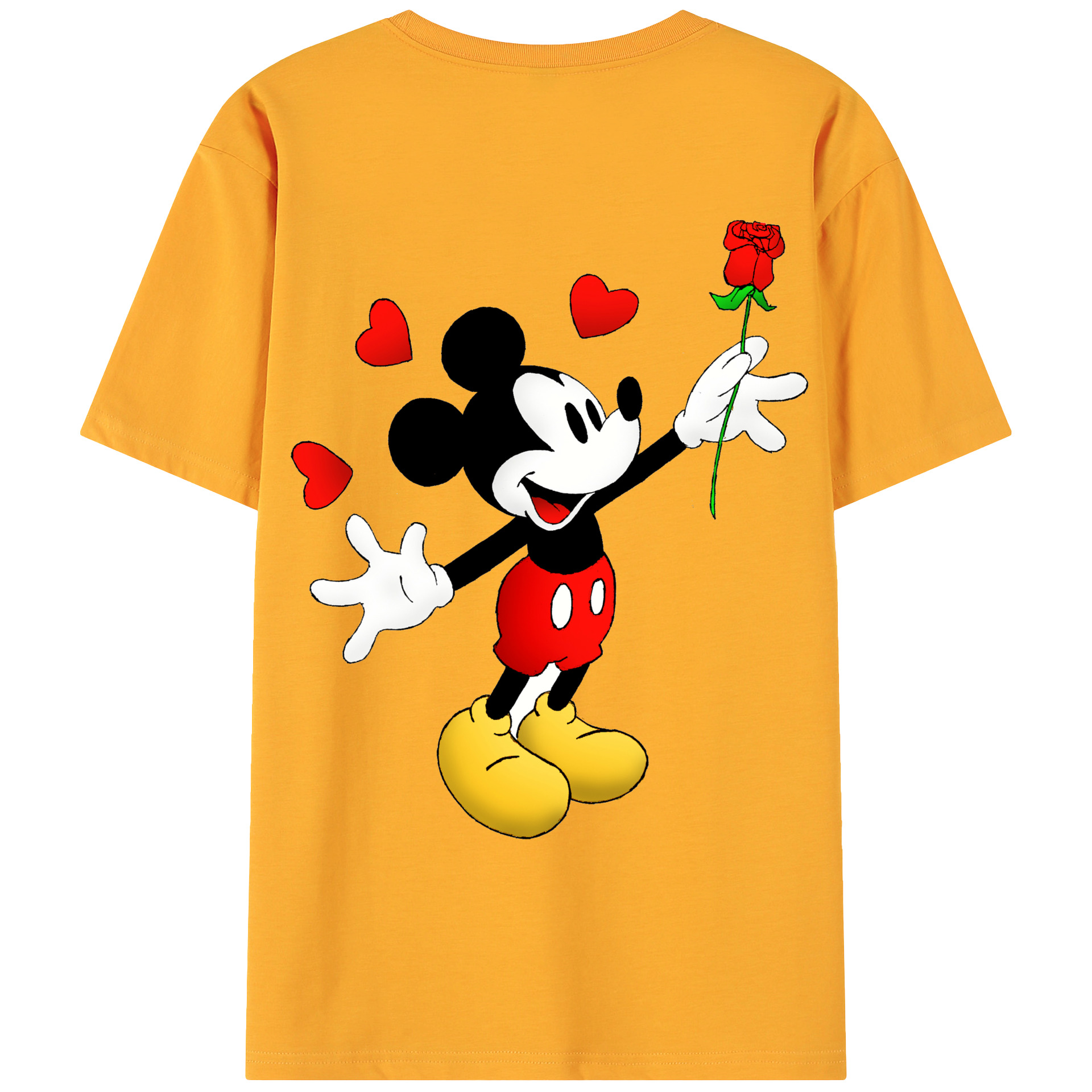ミッキーマウス Mickey Mouse 綿100％ メンズ半袖Tシャツ（バックプリント） 通気性