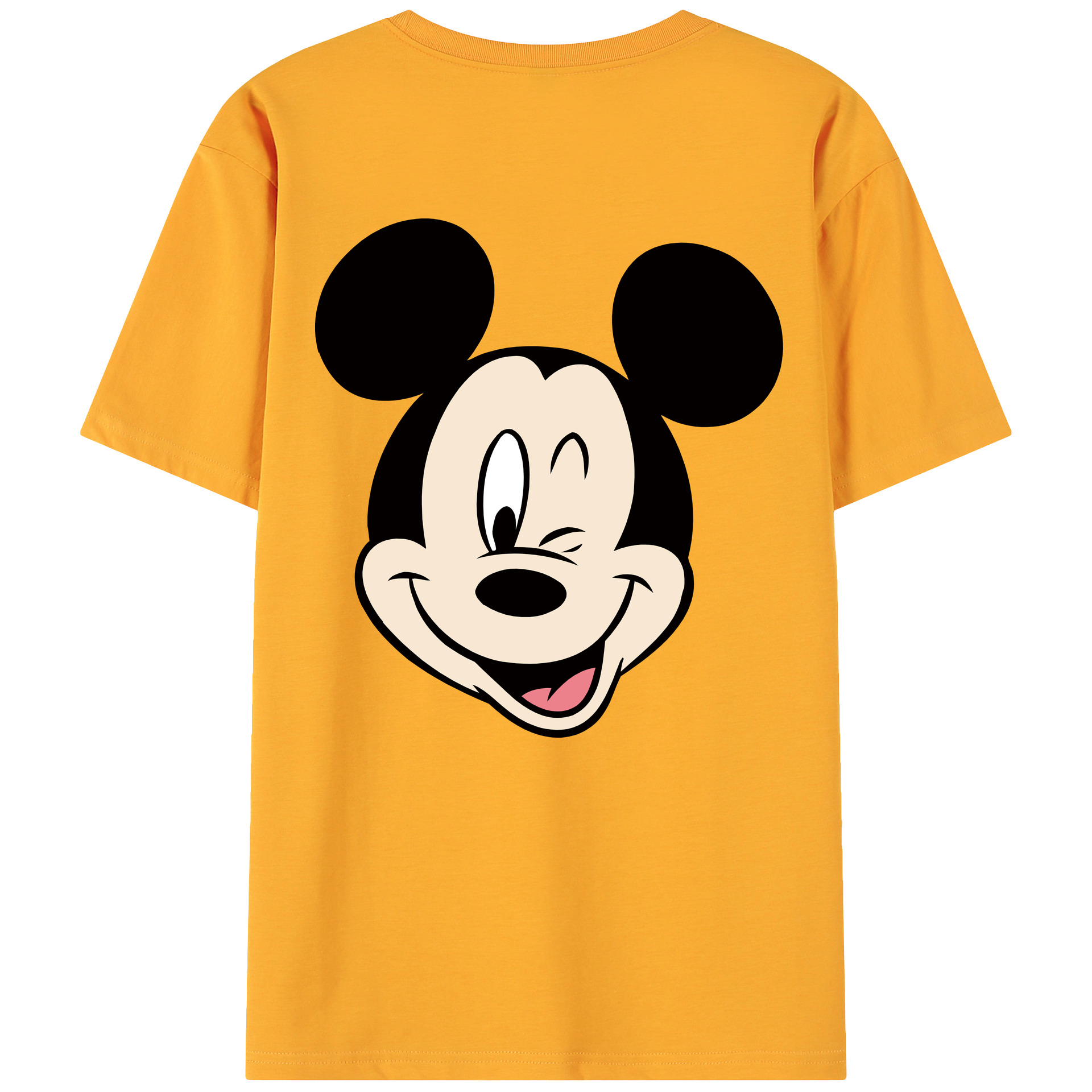 ミッキーマウス Mickey Mouse 綿100％ メンズ半袖Tシャツ（バックプリント） 通気性