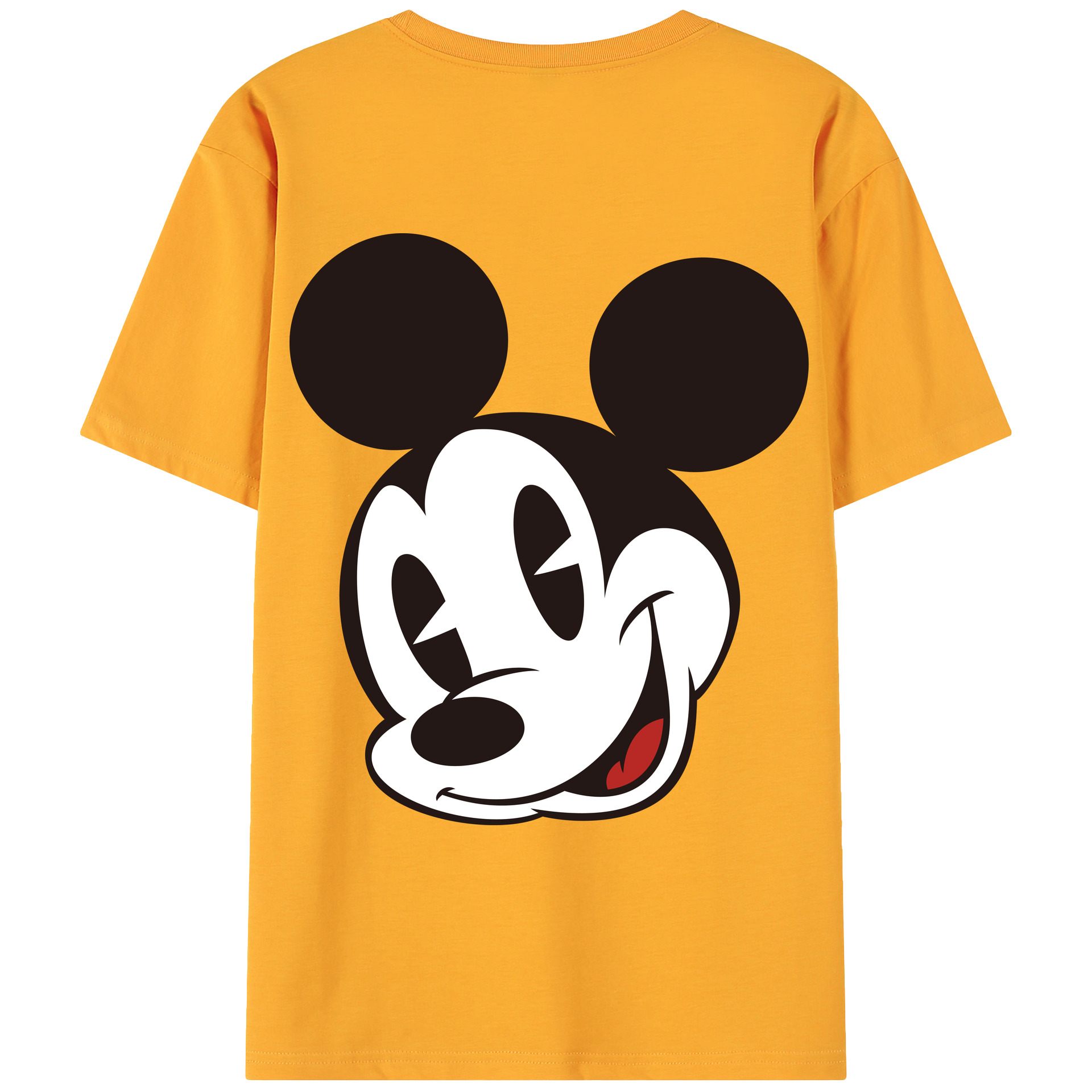 ミッキーマウス Mickey Mouse 綿100％ メンズ半袖Tシャツ（バックプリント） 通気性