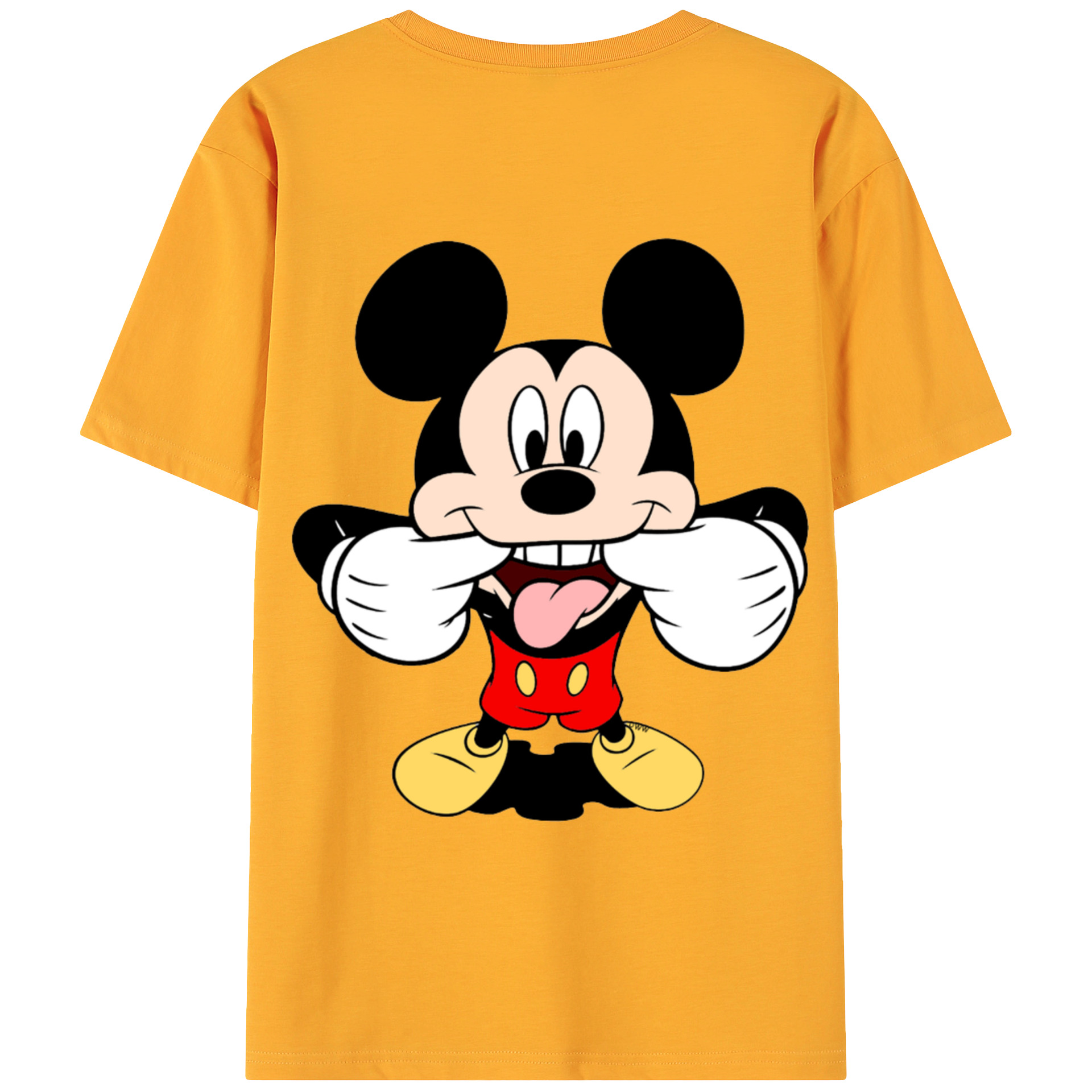 ミッキーマウス Mickey Mouse 綿100％ メンズ半袖Tシャツ（バックプリント） 通気性