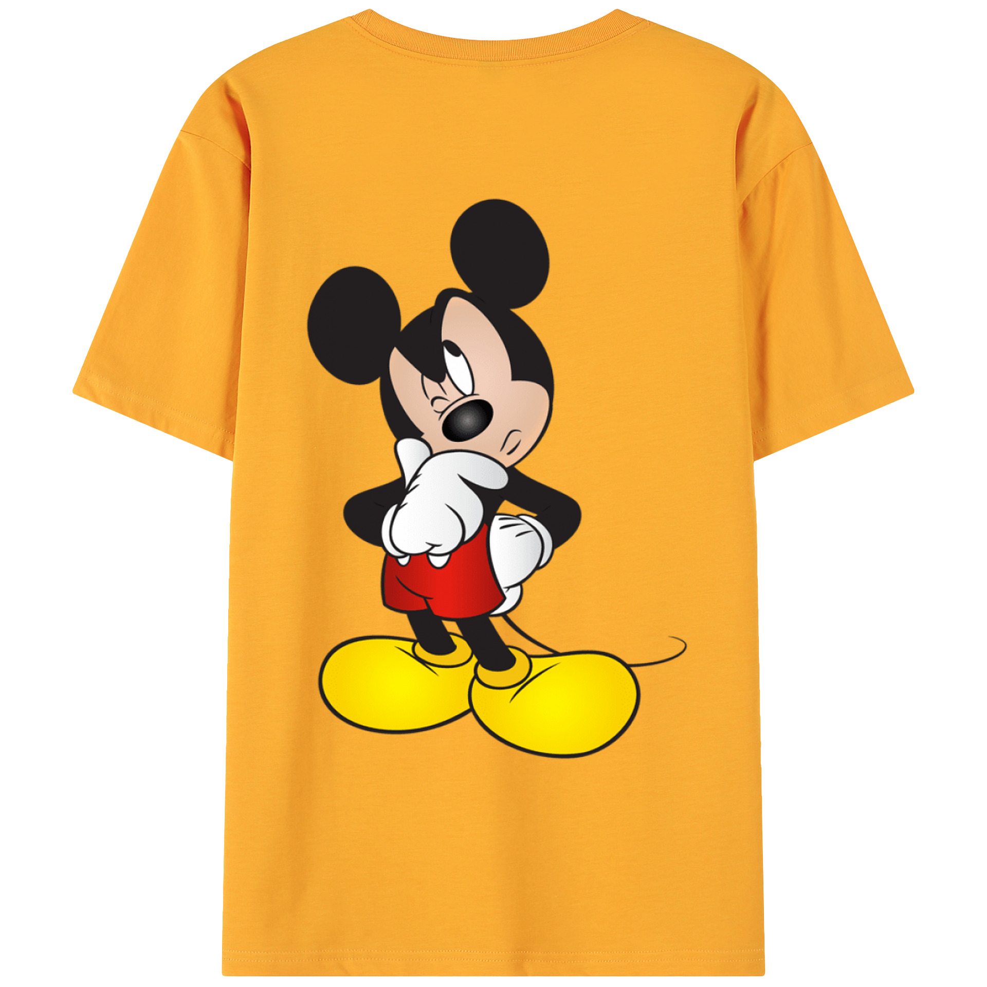ミッキーマウス Mickey Mouse 綿100％ メンズ半袖Tシャツ（バックプリント） 通気性