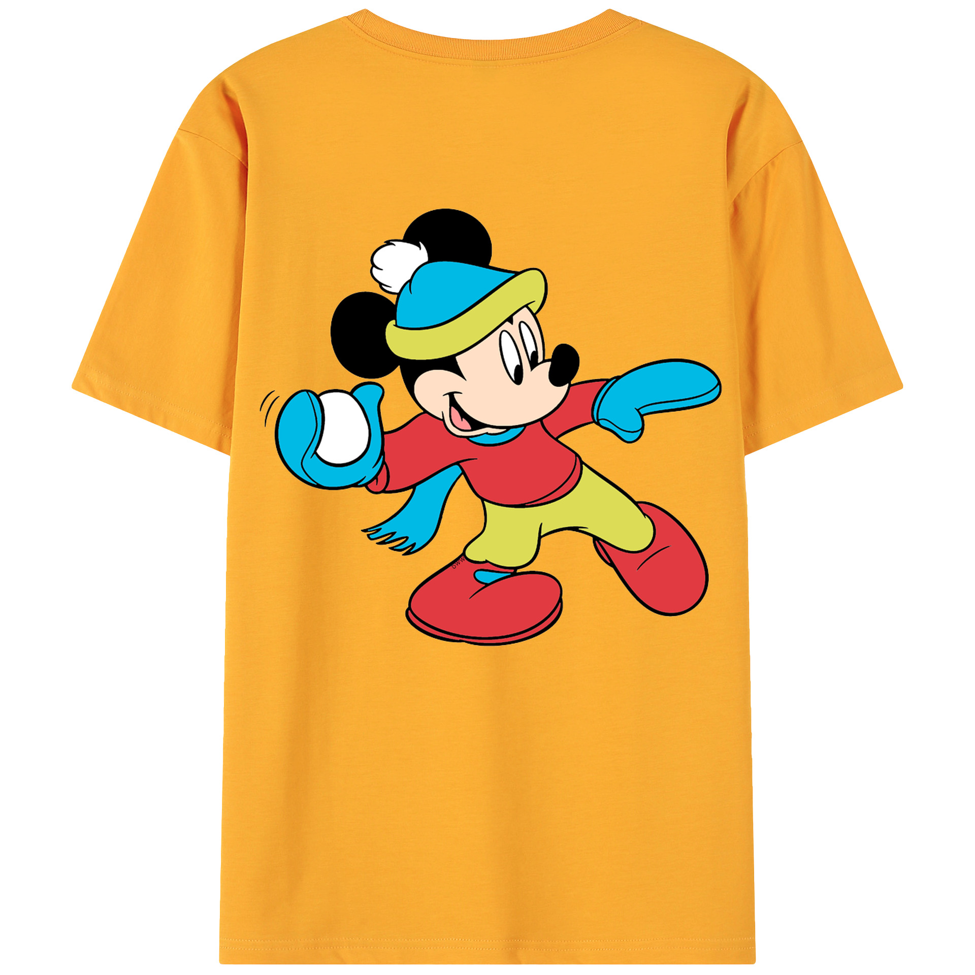ミッキーマウス Mickey Mouse 綿100％ メンズ半袖Tシャツ（バックプリント） 通気性