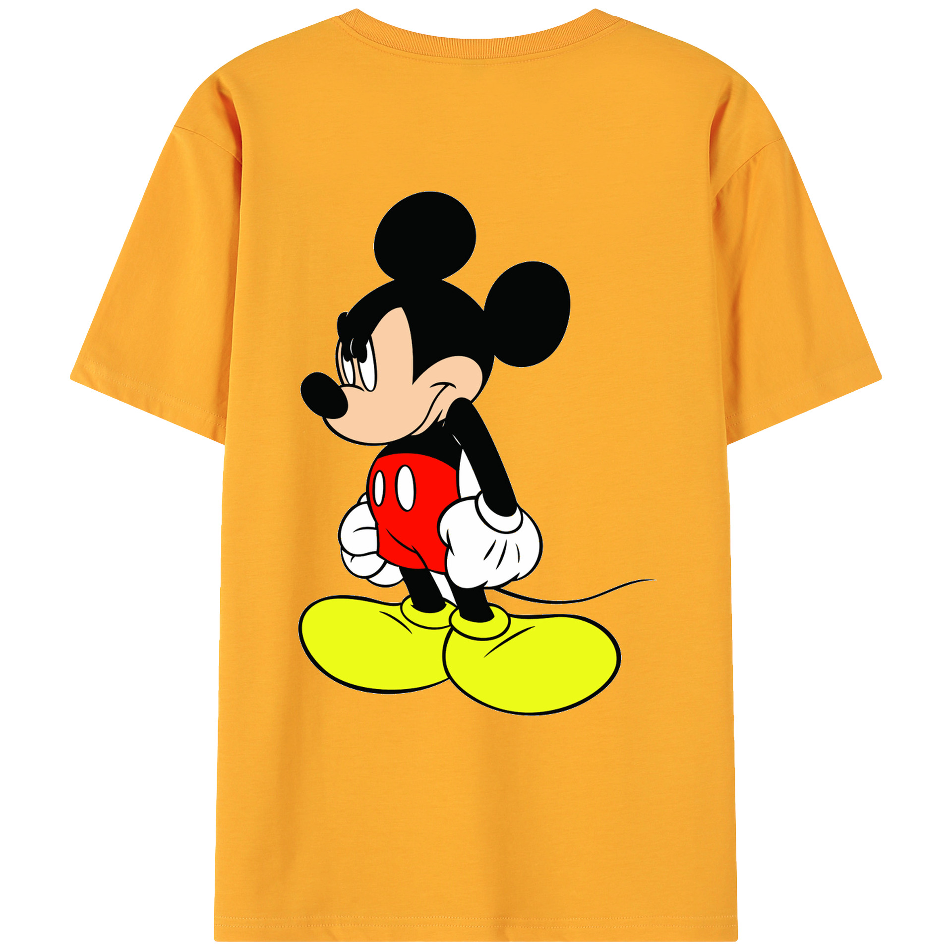 ミッキーマウス Mickey Mouse 綿100％ メンズ半袖Tシャツ（バックプリント） 通気性