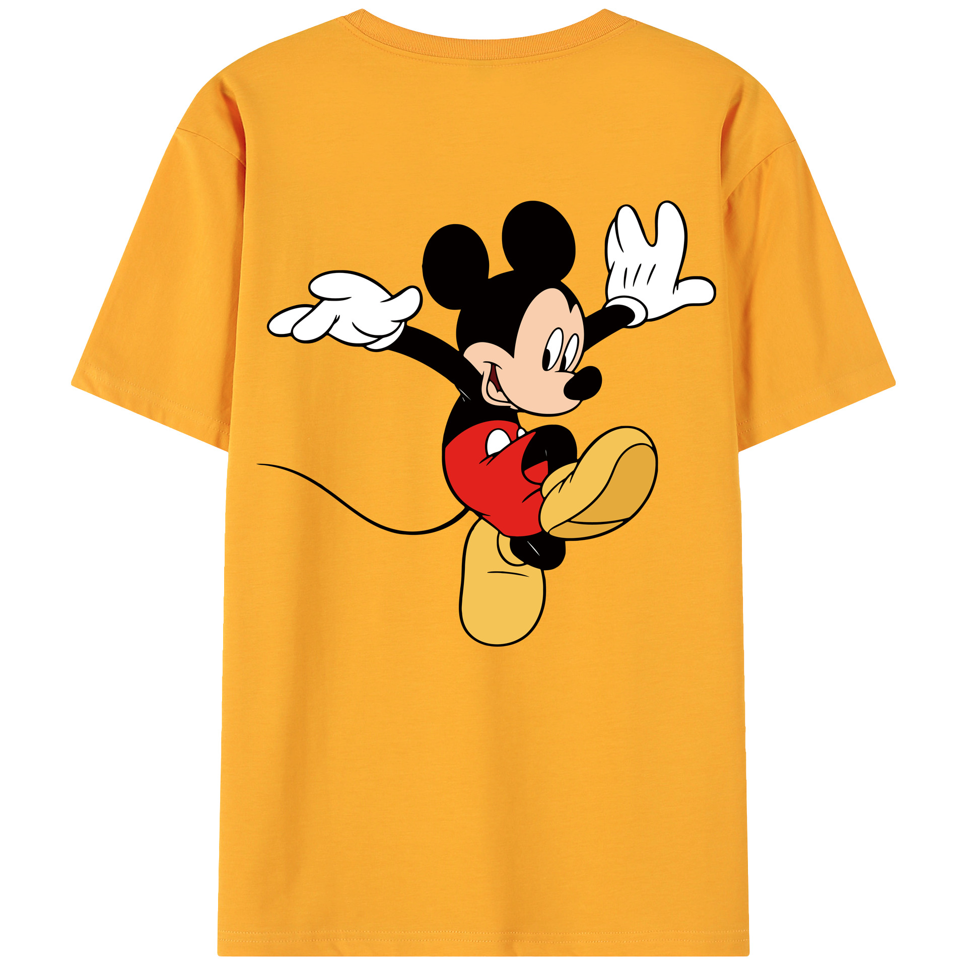 ミッキーマウス Mickey Mouse 綿100％ メンズ半袖Tシャツ（バックプリント） 通気性
