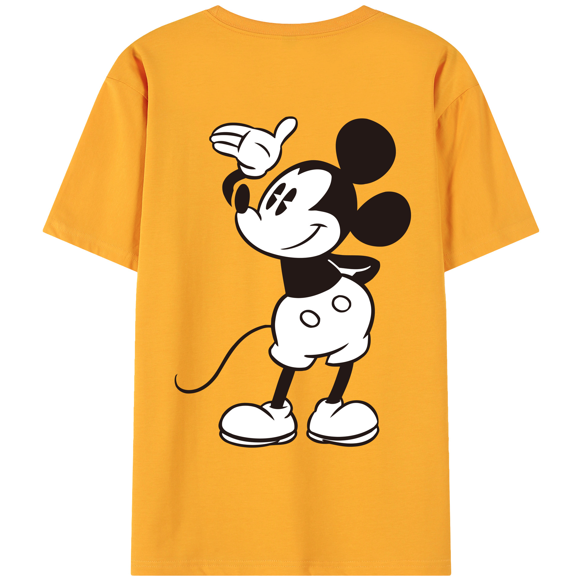 ミッキーマウス Mickey Mouse 綿100％ メンズ半袖Tシャツ（バックプリント） 通気性