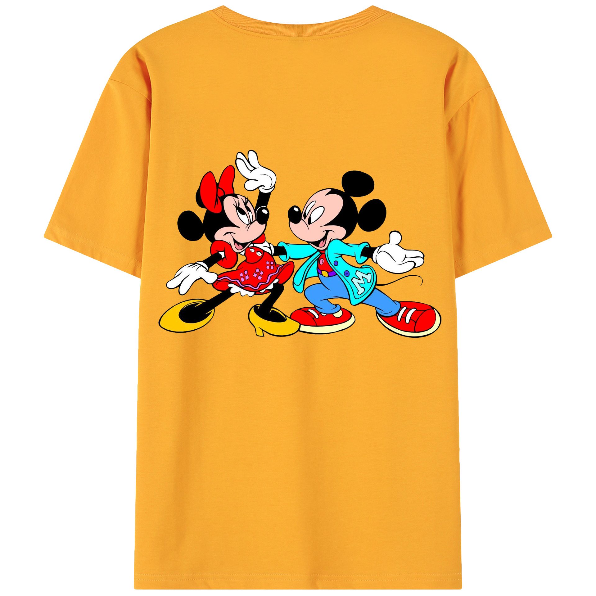 ミッキーマウス Mickey Mouse 綿100％ メンズ半袖Tシャツ（バックプリント） 通気性
