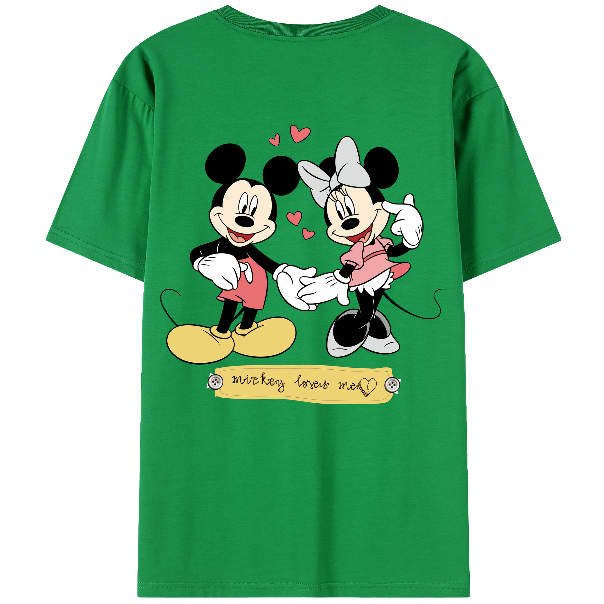 ミッキーマウス Mickey Mouse 綿100％ メンズ半袖Tシャツ（バックプリント） 通気性