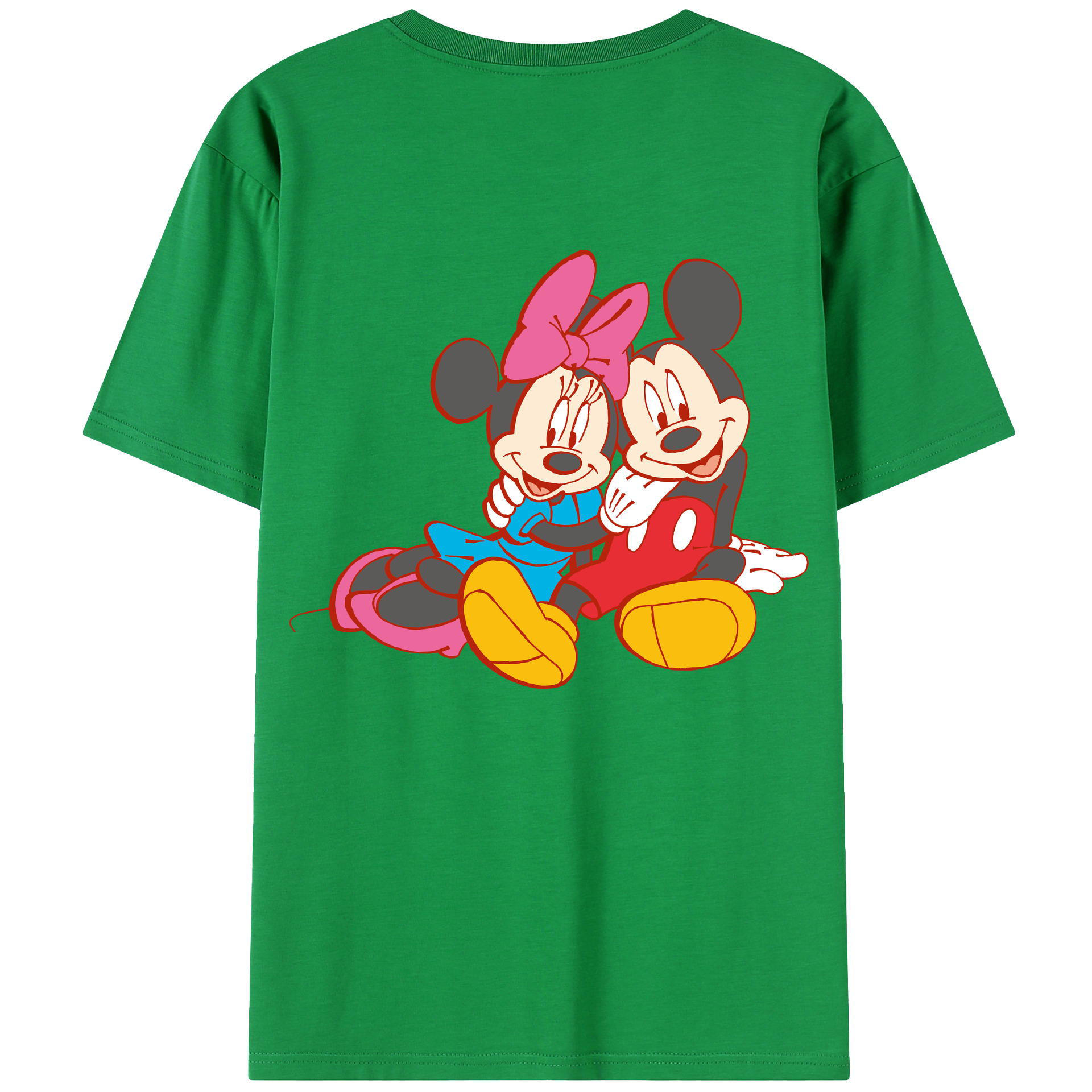 ミッキーマウス Mickey Mouse 綿100％ メンズ半袖Tシャツ（バックプリント） 通気性