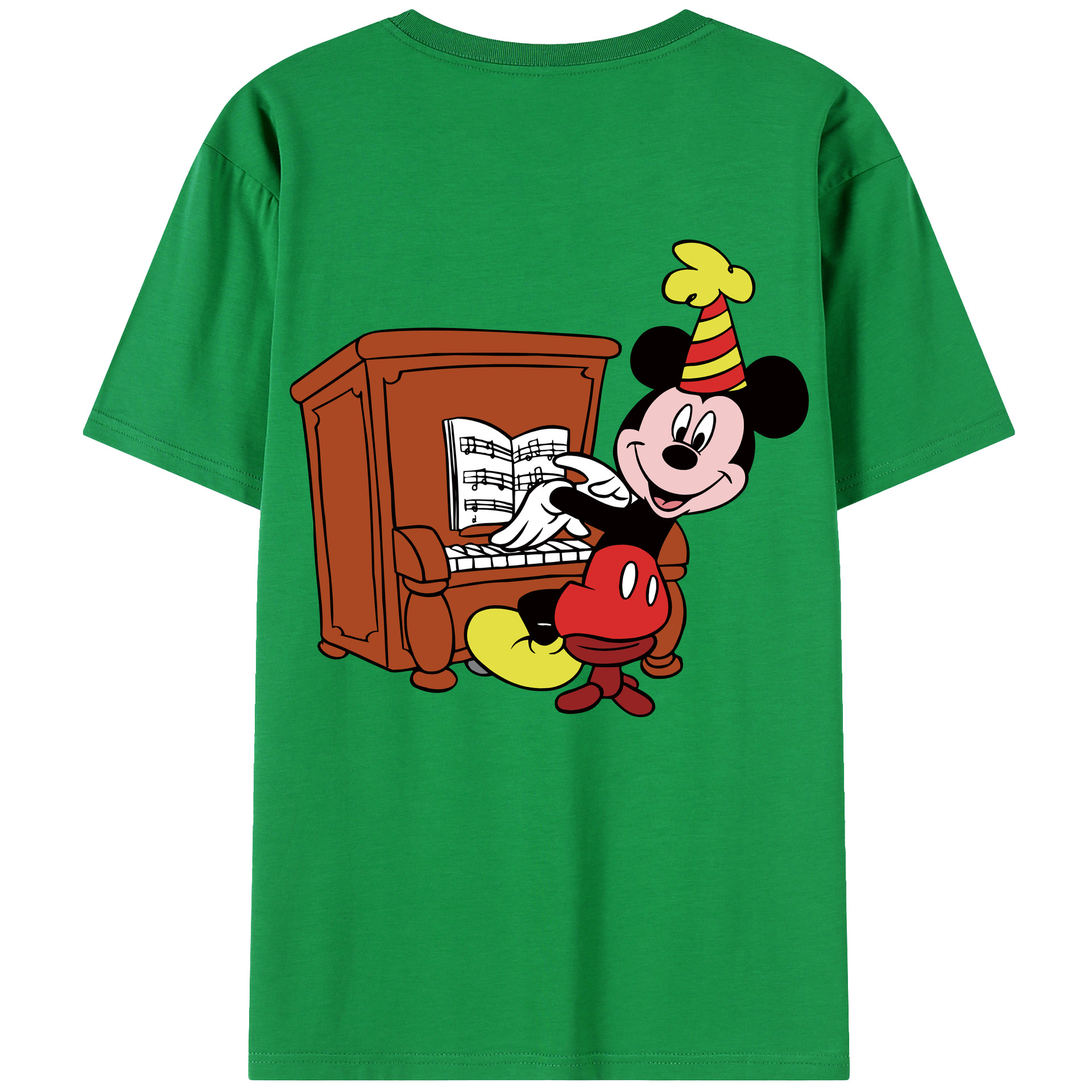 ミッキーマウス Mickey Mouse 綿100％ メンズ半袖Tシャツ（バックプリント） 通気性