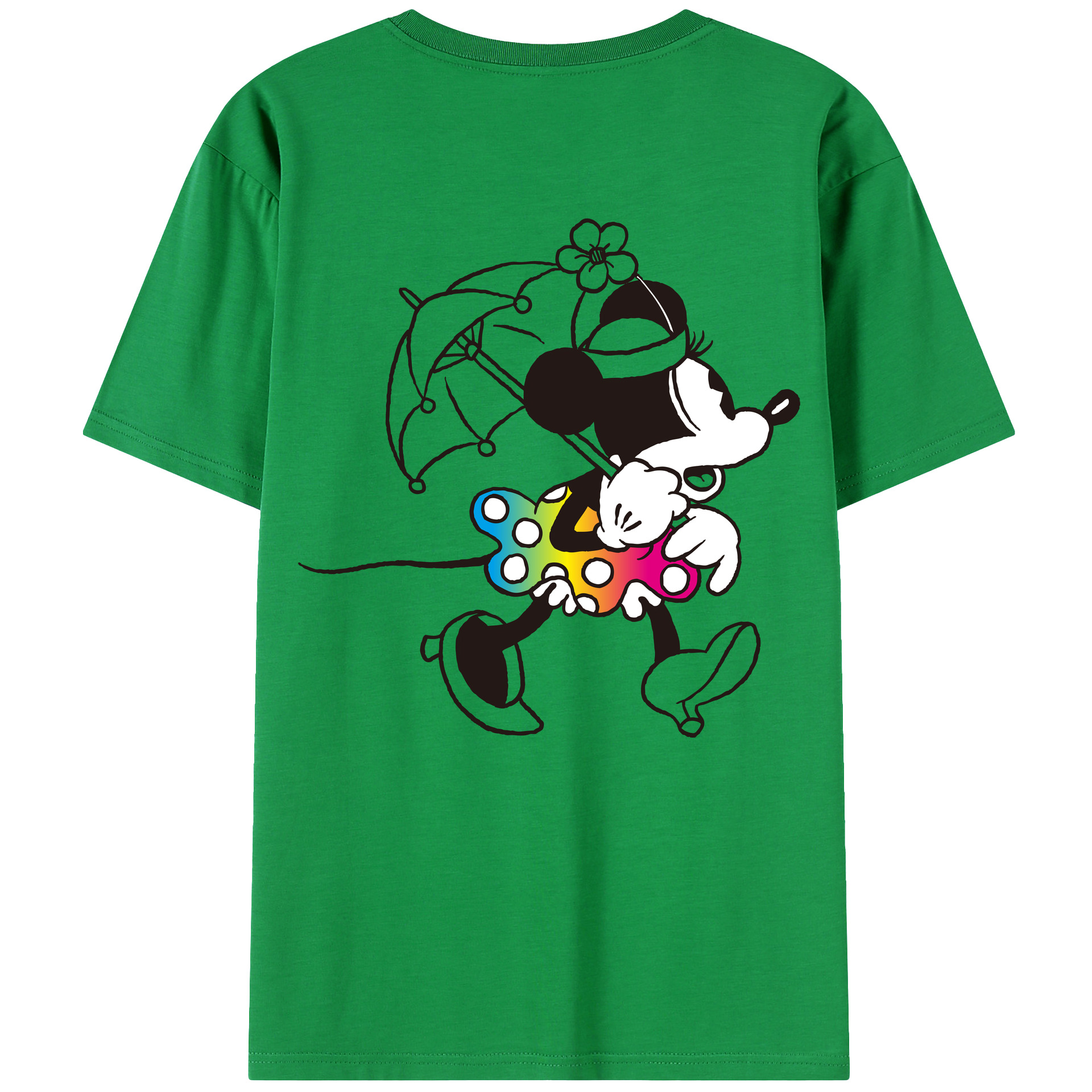 ミッキーマウス Mickey Mouse 綿100％ メンズ半袖Tシャツ（バックプリント） 通気性