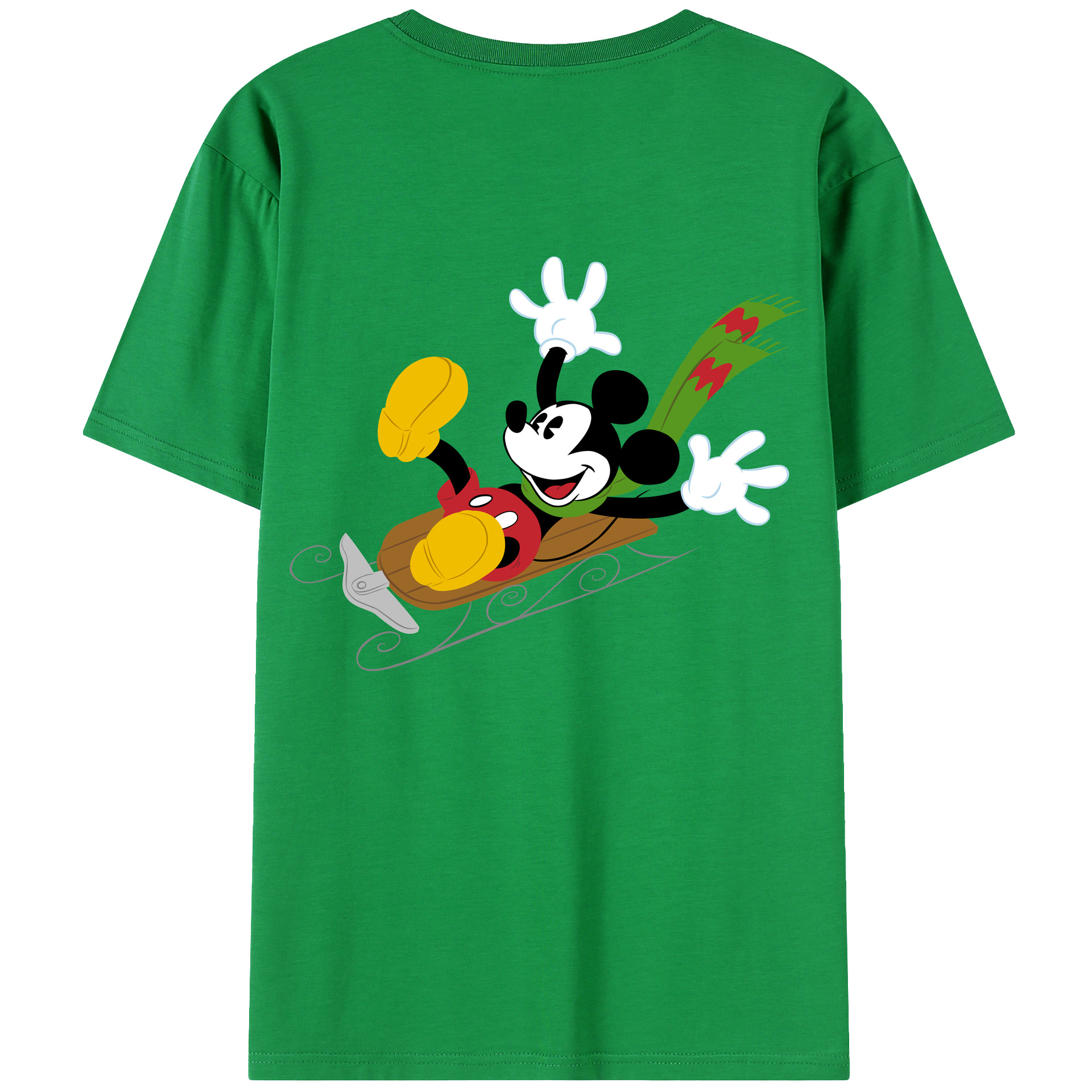 ミッキーマウス Mickey Mouse 綿100％ メンズ半袖Tシャツ（バックプリント） 通気性