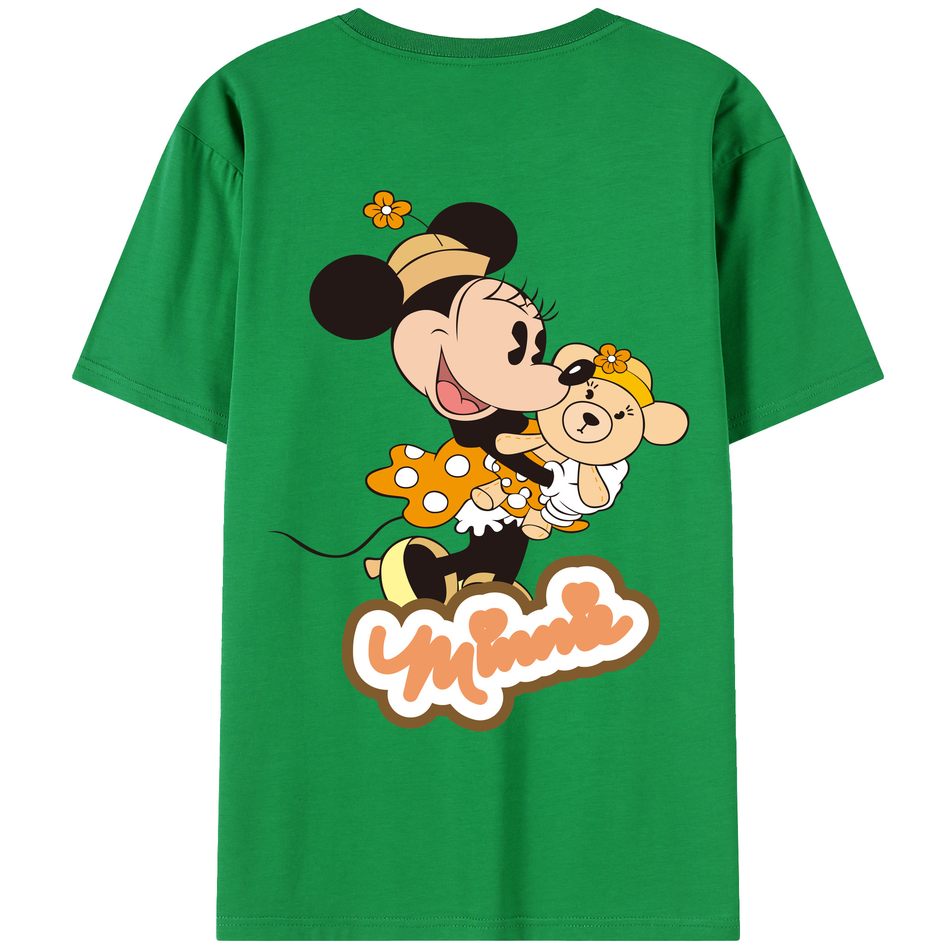 ミッキーマウス Mickey Mouse 綿100％ メンズ半袖Tシャツ（バックプリント） 通気性