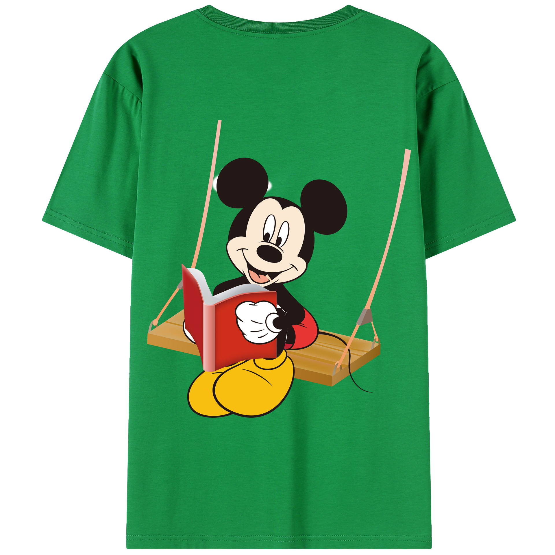 ミッキーマウス Mickey Mouse 綿100％ メンズ半袖Tシャツ（バックプリント） 通気性