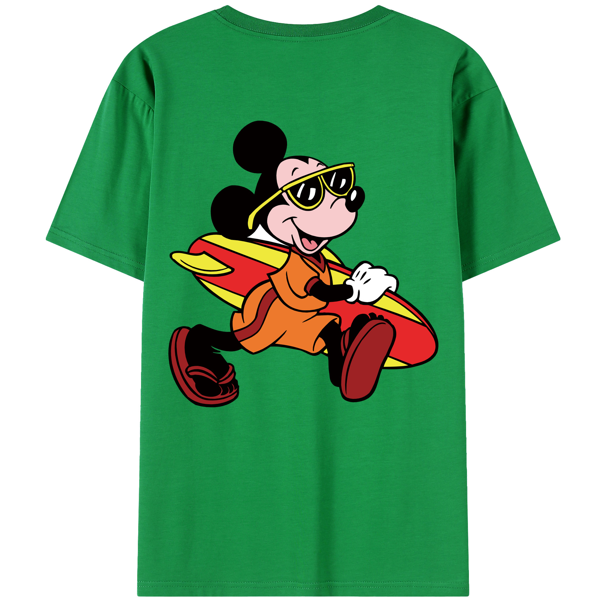 ミッキーマウス Mickey Mouse 綿100％ メンズ半袖Tシャツ（バックプリント） 通気性