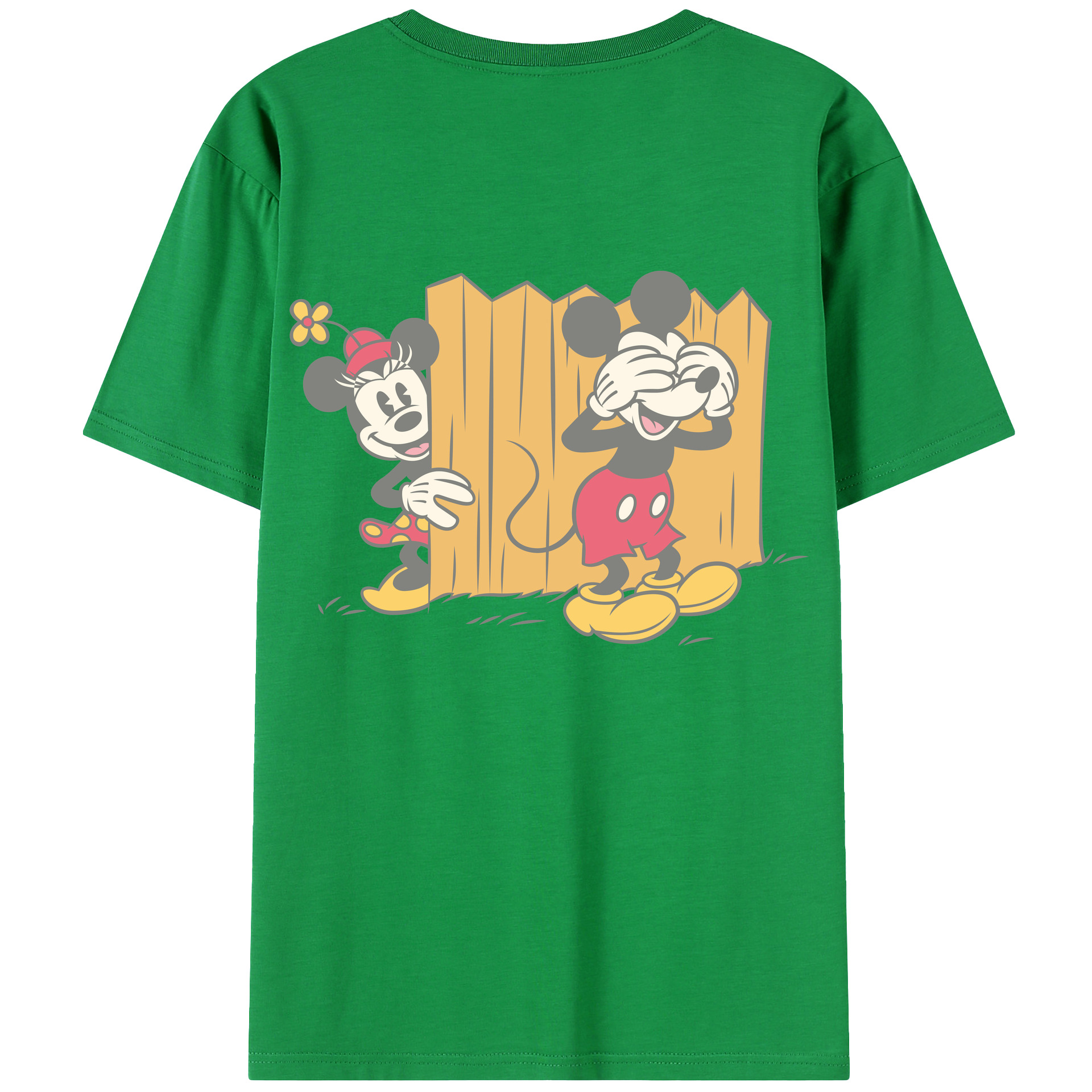 ミッキーマウス Mickey Mouse 綿100％ メンズ半袖Tシャツ（バックプリント） 通気性