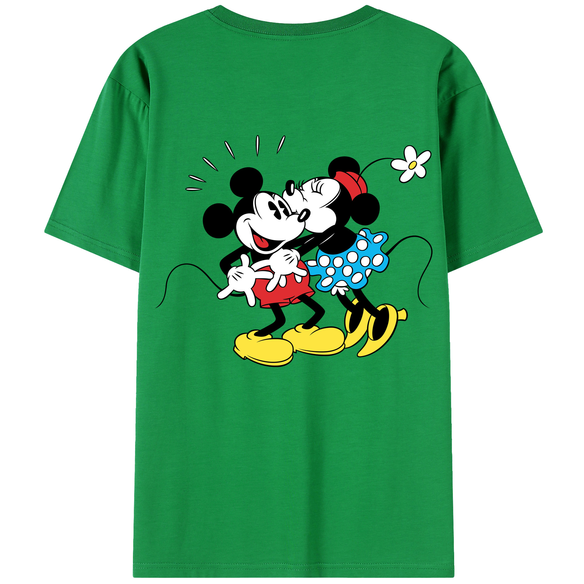 ミッキーマウス Mickey Mouse 綿100％ メンズ半袖Tシャツ（バックプリント） 通気性
