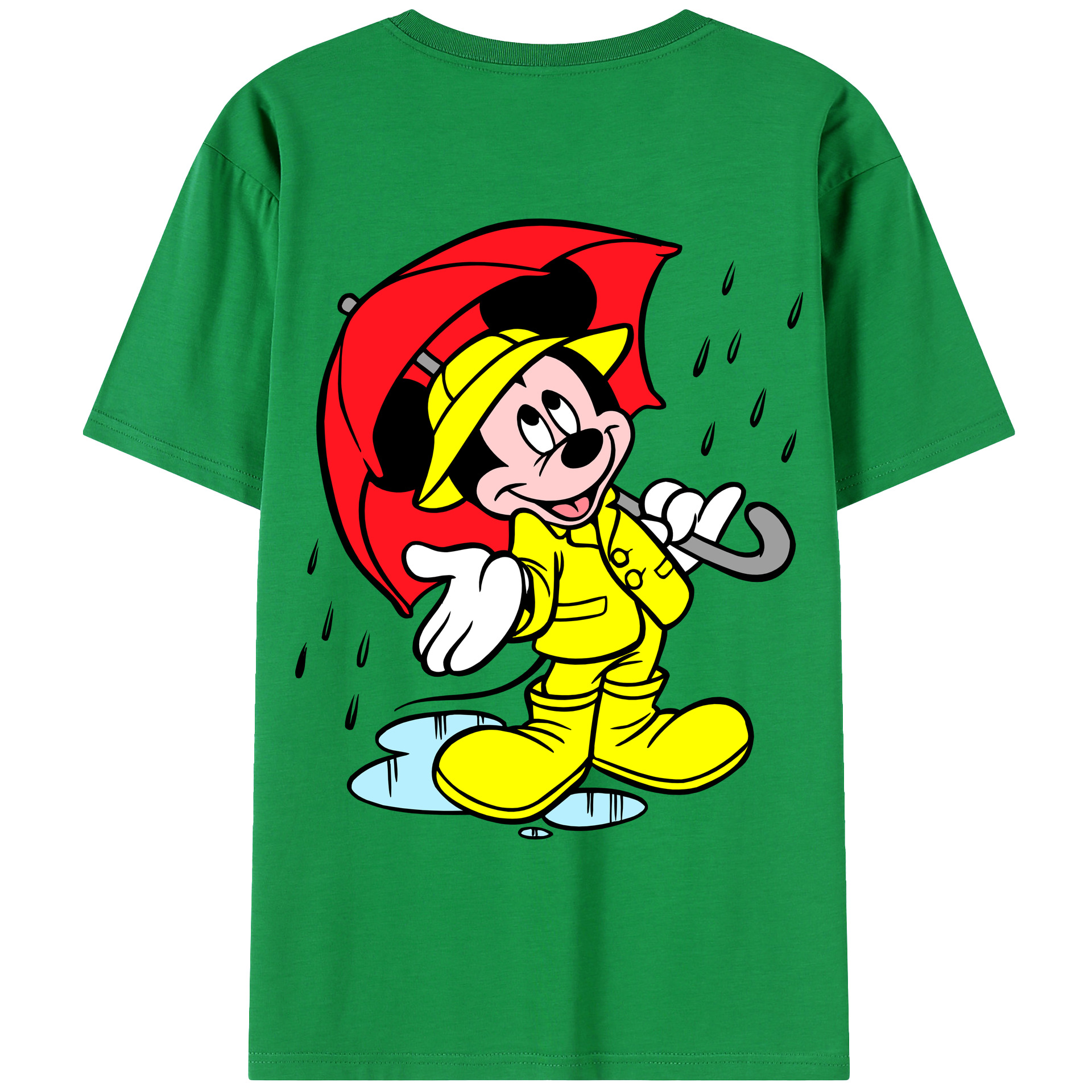 ミッキーマウス Mickey Mouse 綿100％ メンズ半袖Tシャツ（バックプリント） 通気性
