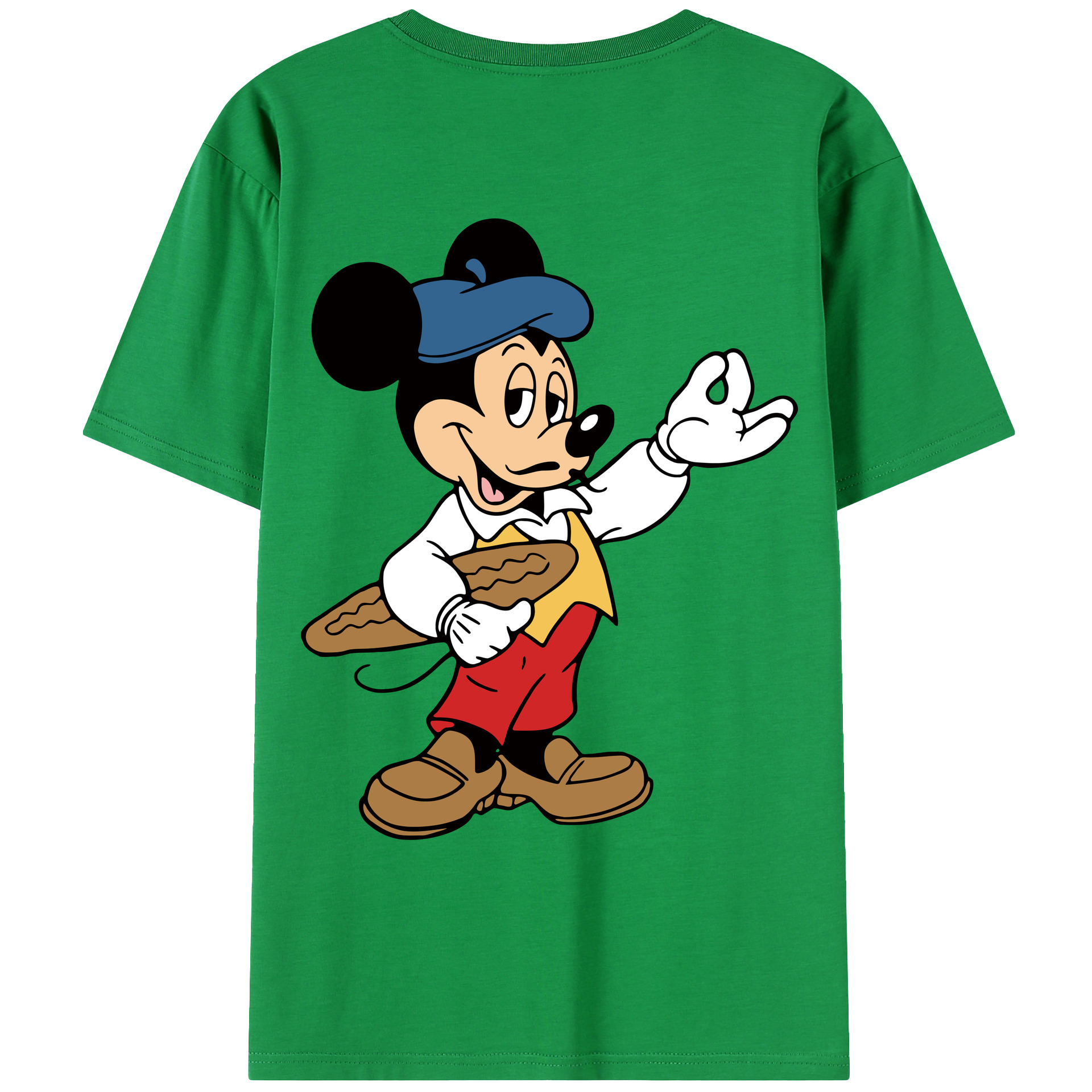 ミッキーマウス Mickey Mouse 綿100％ メンズ半袖Tシャツ（バックプリント） 通気性