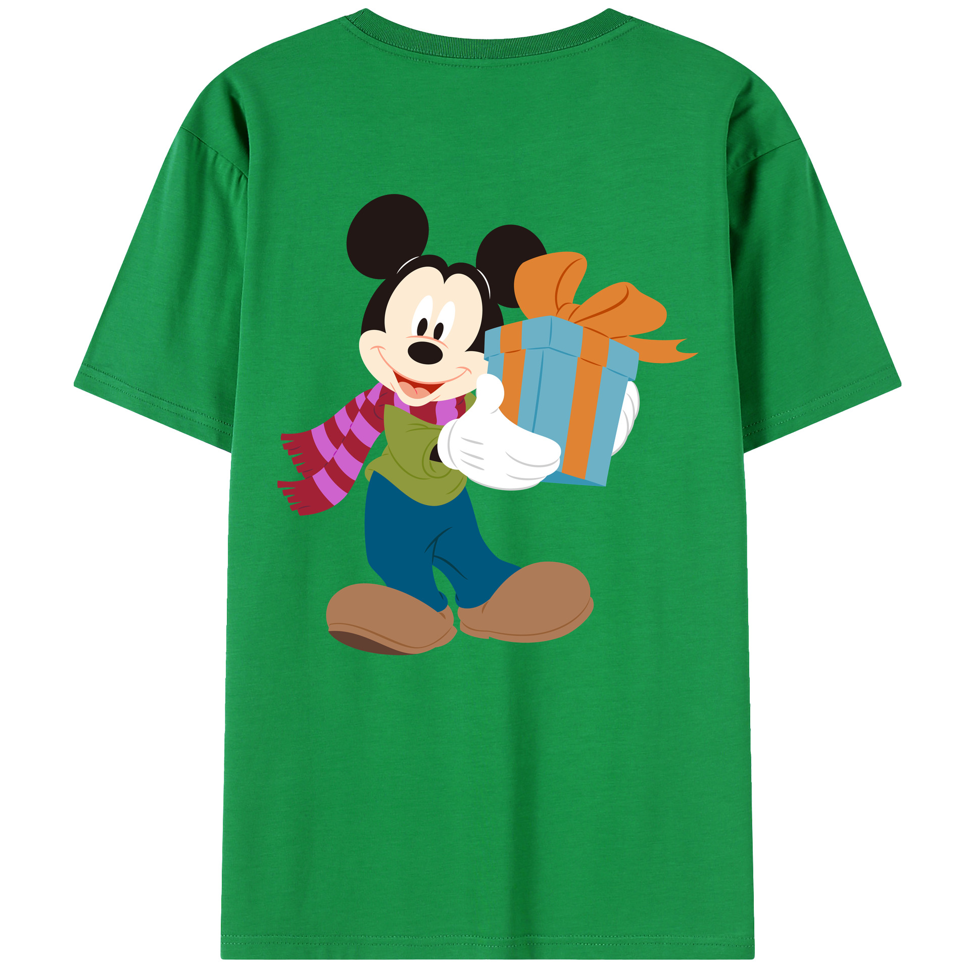 ミッキーマウス Mickey Mouse 綿100％ メンズ半袖Tシャツ（バックプリント） 通気性
