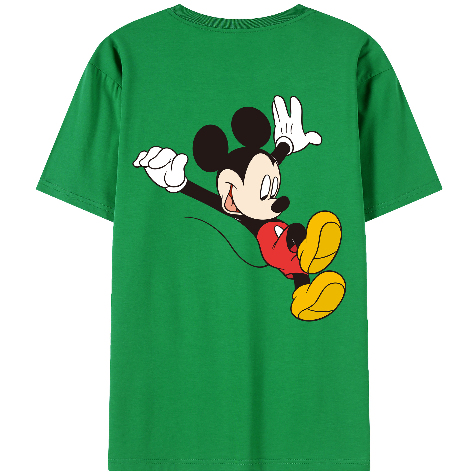 ミッキーマウス Mickey Mouse 綿100％ メンズ半袖Tシャツ（バックプリント） 通気性