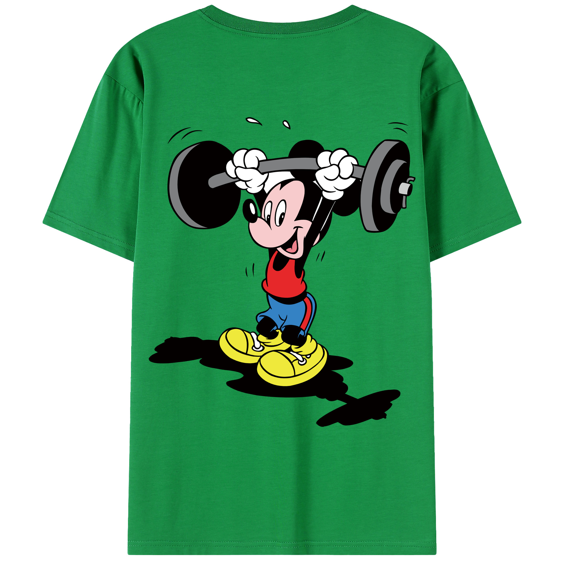 ミッキーマウス Mickey Mouse 綿100％ メンズ半袖Tシャツ（バックプリント） 通気性