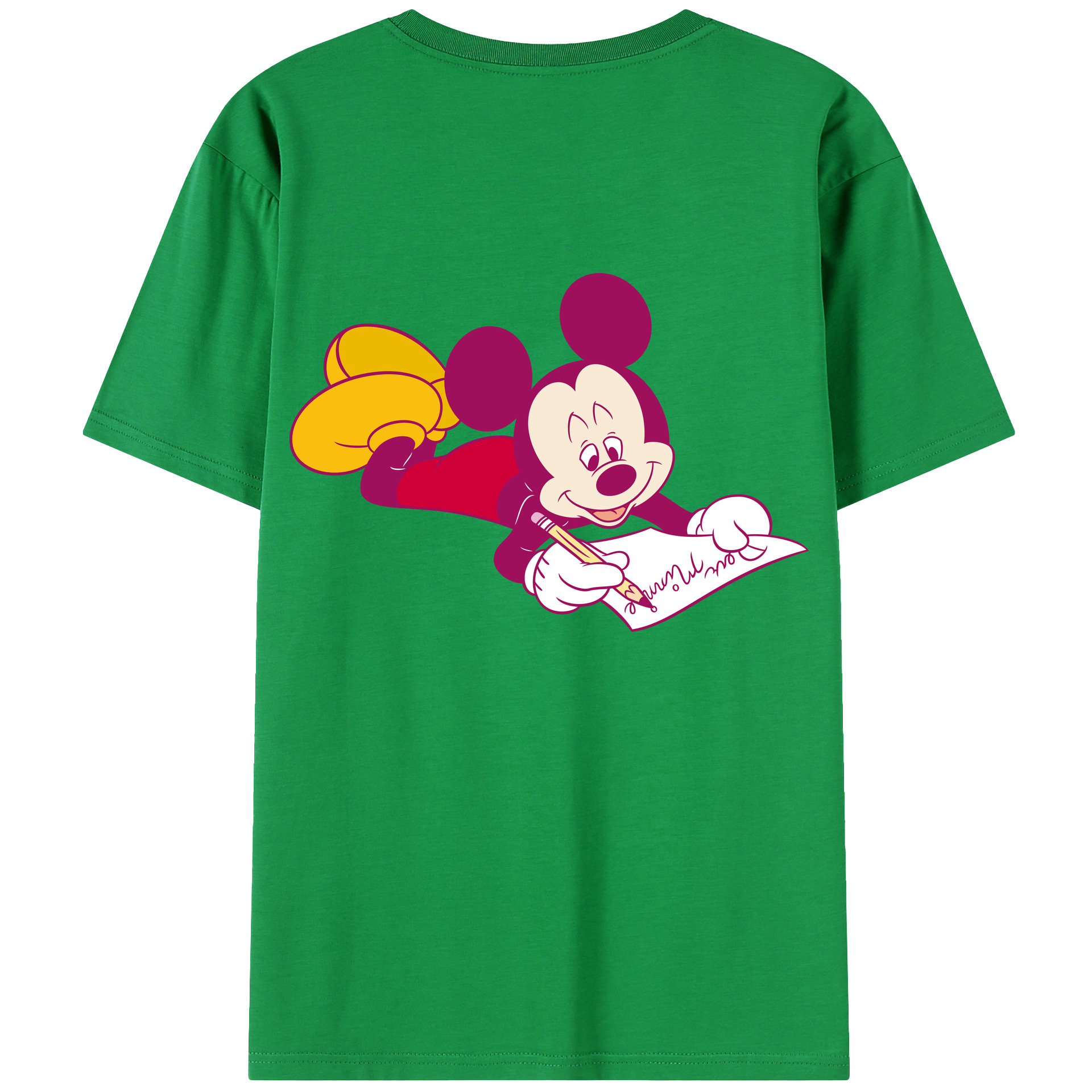 ミッキーマウス Mickey Mouse 綿100％ メンズ半袖Tシャツ（バックプリント） 通気性