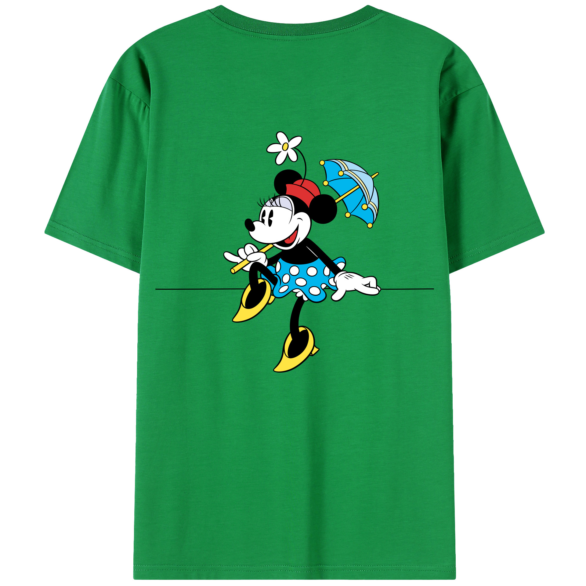 ミッキーマウス Mickey Mouse 綿100％ メンズ半袖Tシャツ（バックプリント） 通気性