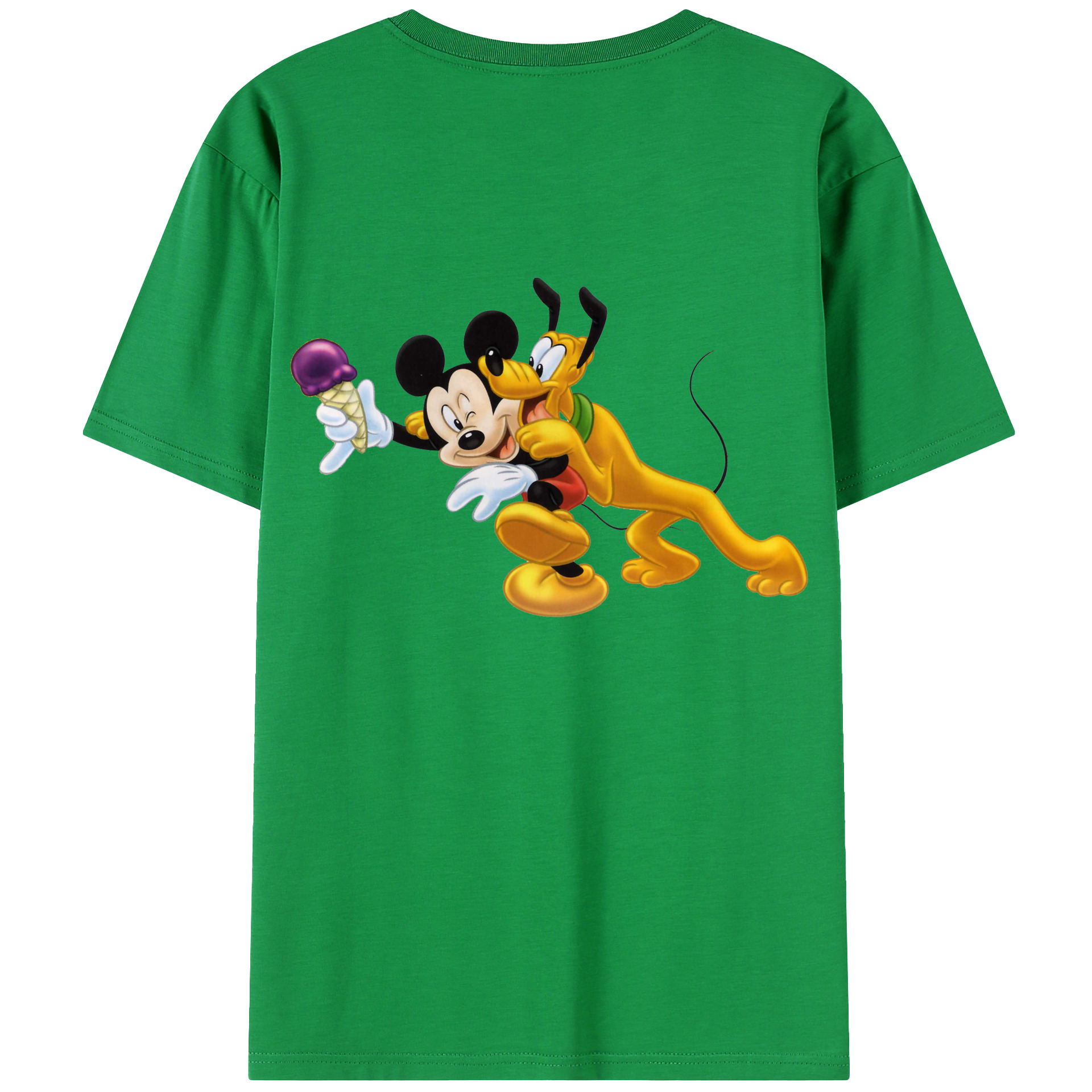 ミッキーマウス Mickey Mouse 綿100％ メンズ半袖Tシャツ（バックプリント） 通気性