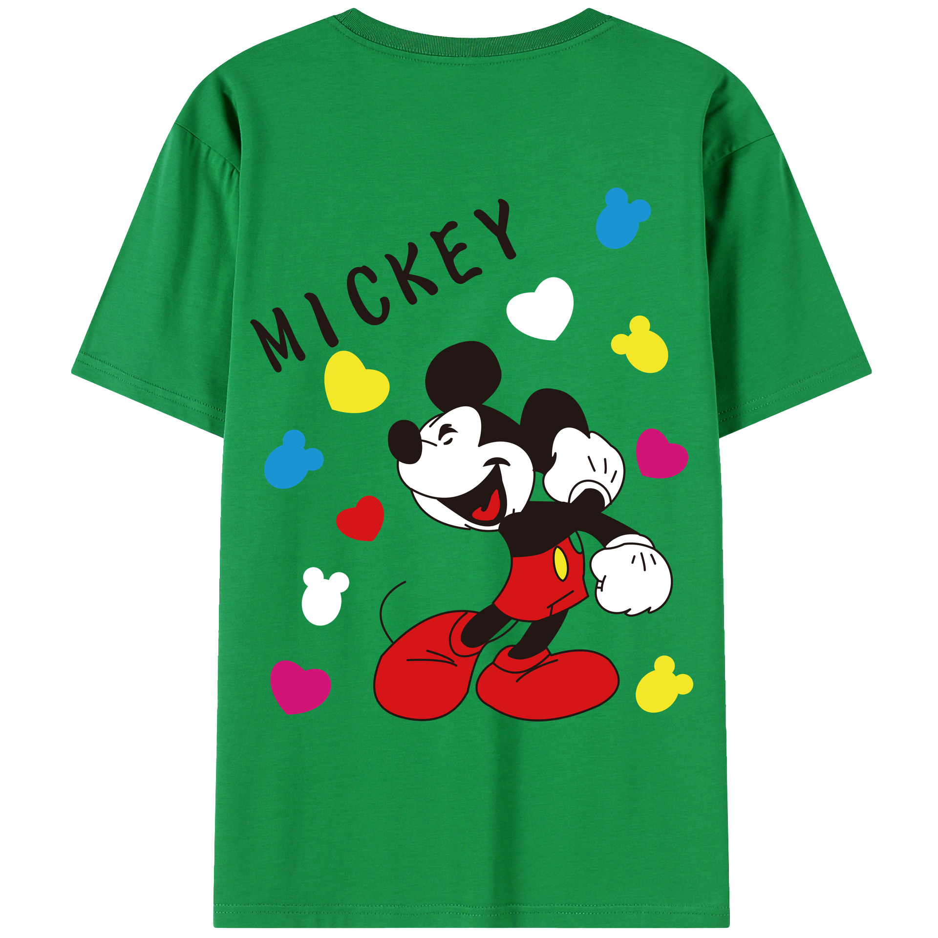 ミッキーマウス Mickey Mouse 綿100％ メンズ半袖Tシャツ（バックプリント） 通気性