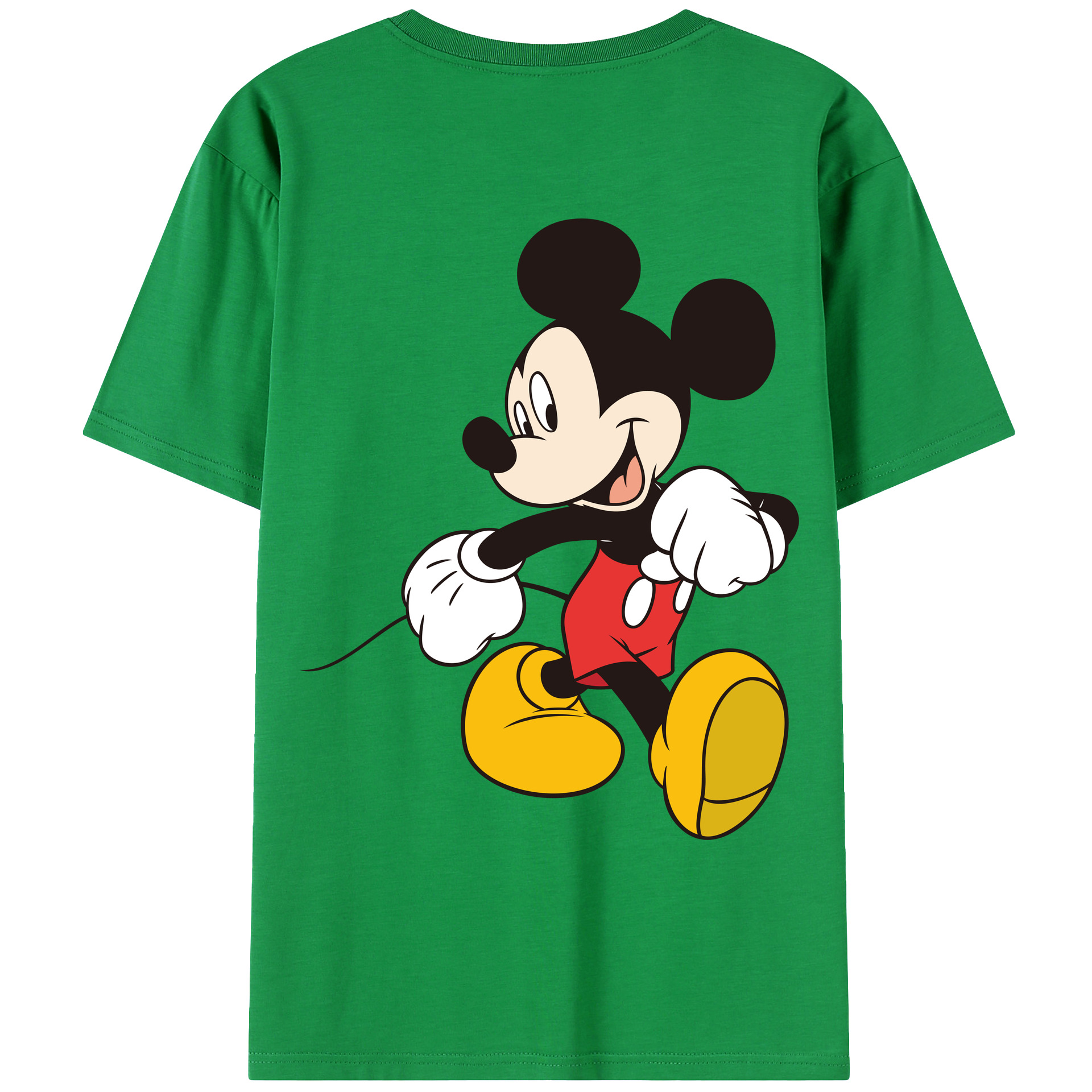 ミッキーマウス Mickey Mouse 綿100％ メンズ半袖Tシャツ（バックプリント） 通気性