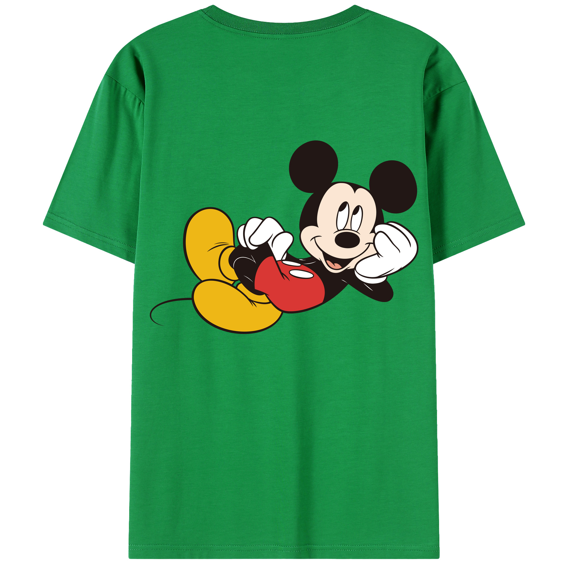 ミッキーマウス Mickey Mouse 綿100％ メンズ半袖Tシャツ（バックプリント） 通気性