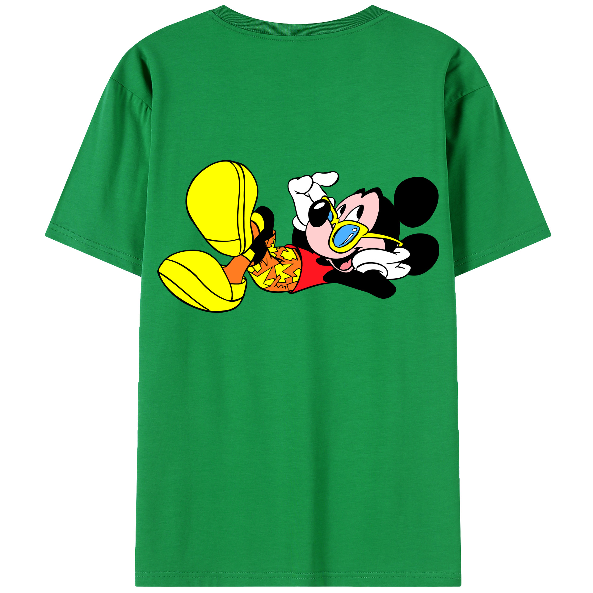 ミッキーマウス Mickey Mouse 綿100％ メンズ半袖Tシャツ（バックプリント） 通気性