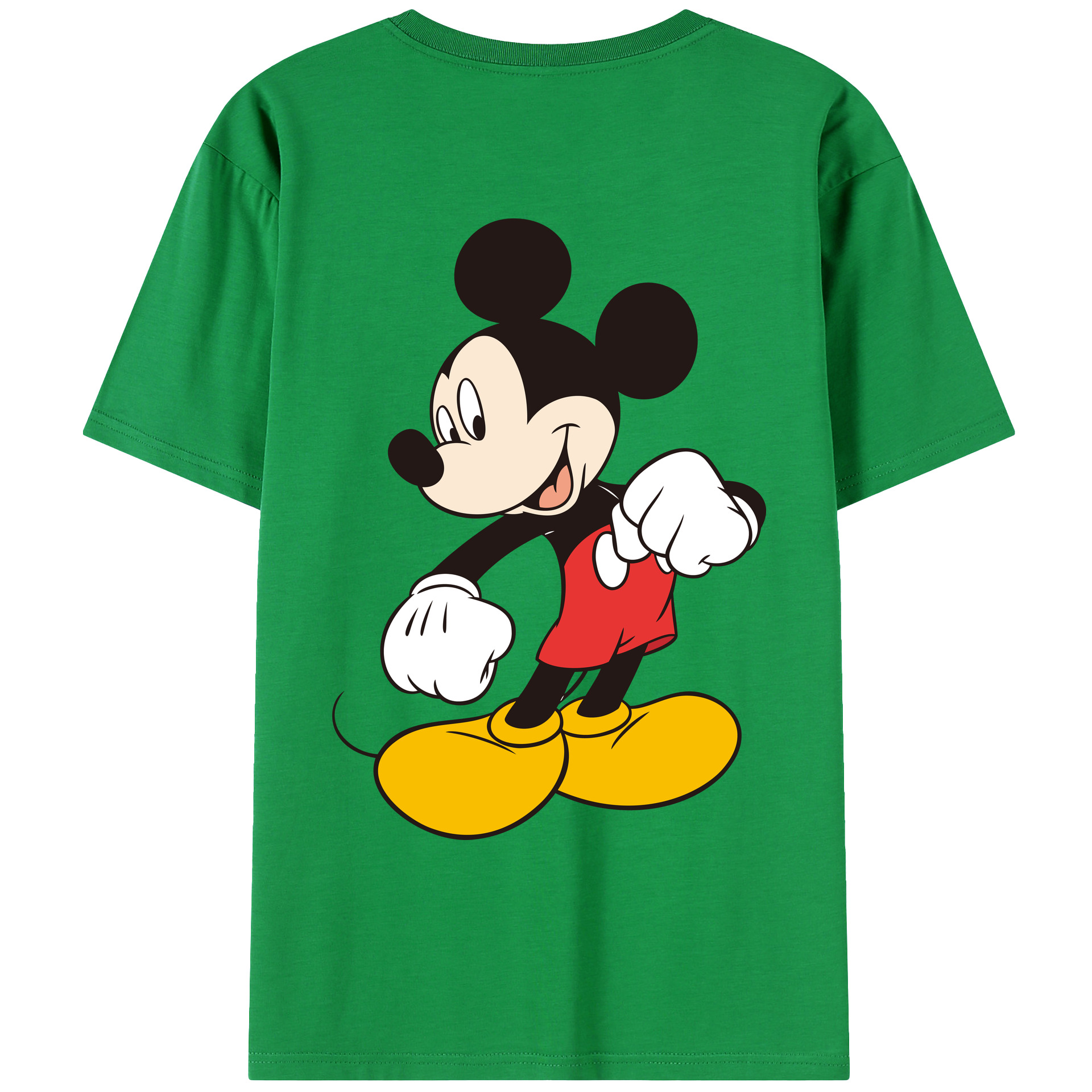 ミッキーマウス Mickey Mouse 綿100％ メンズ半袖Tシャツ（バックプリント） 通気性
